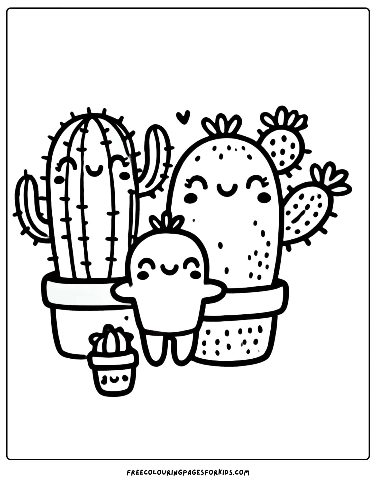 cactus family together coloring page