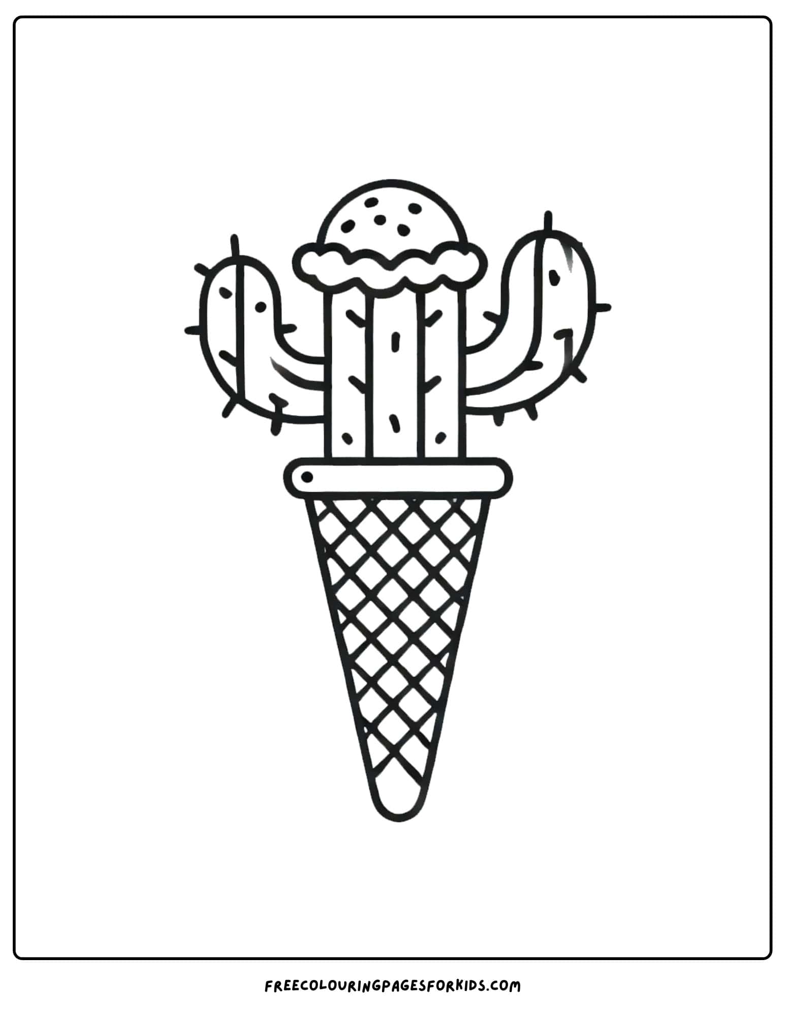 cactus shaped like an ice cream coloring page