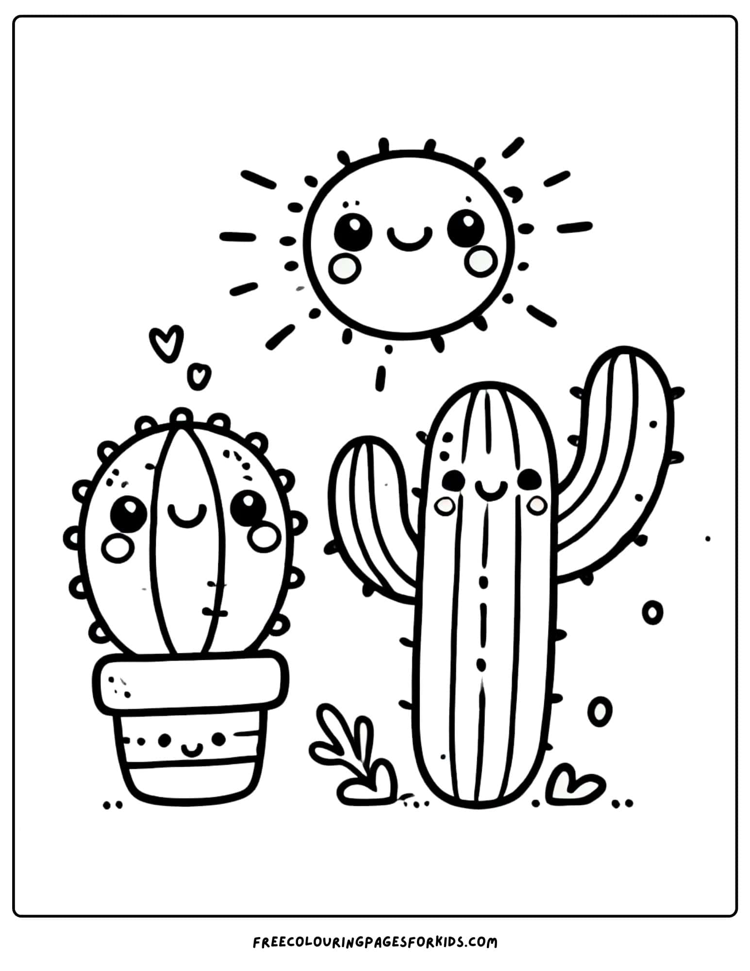 cactus under the sun coloring page