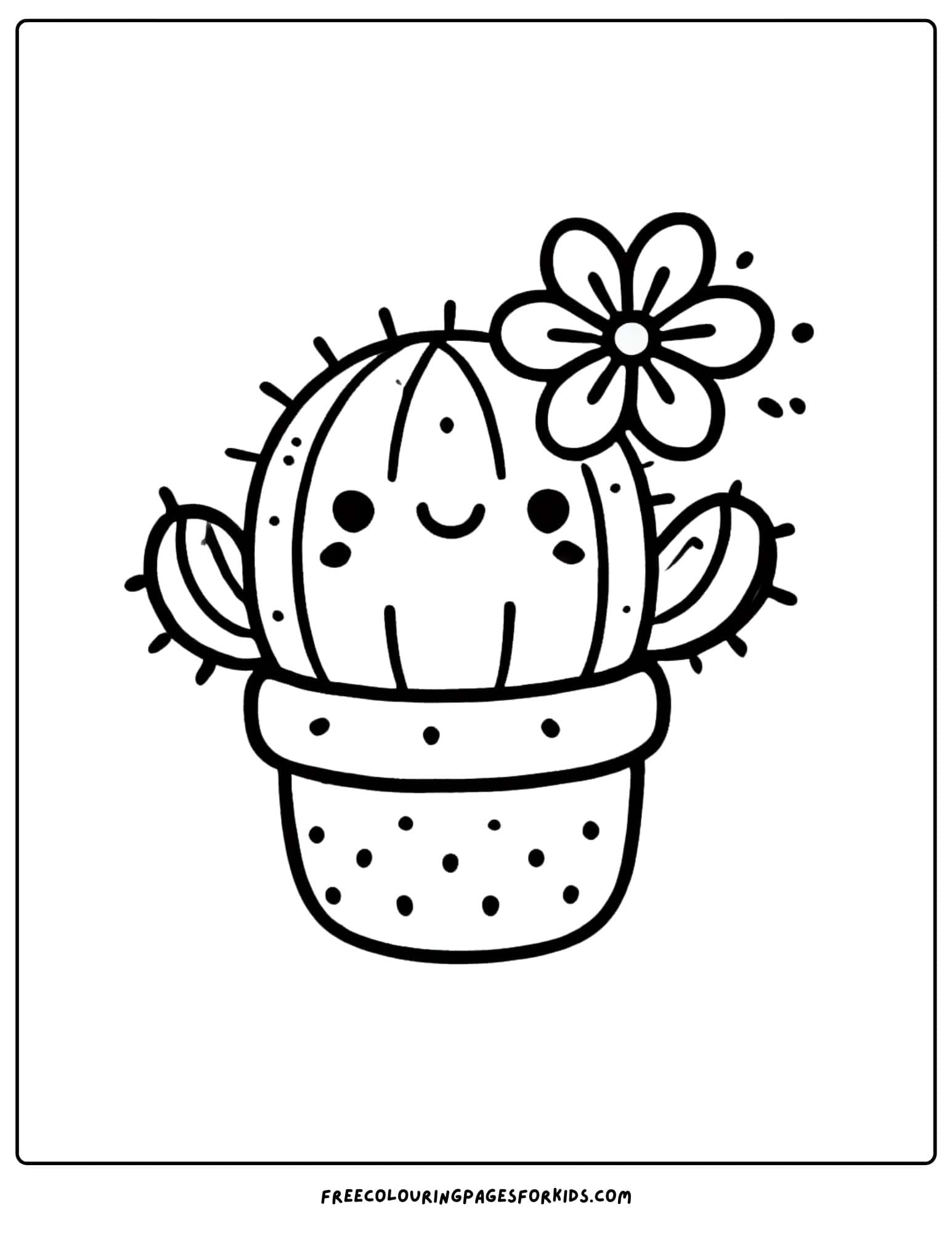 cactus with a flower on top of it coloring page