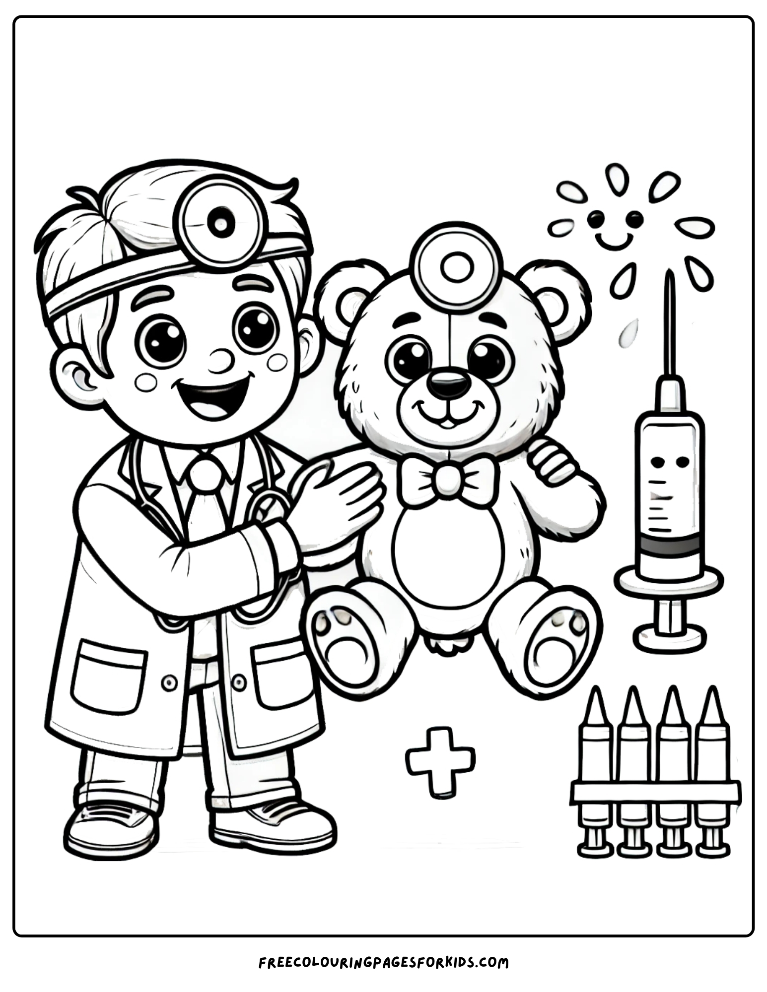 doctor with a syringe coloring page