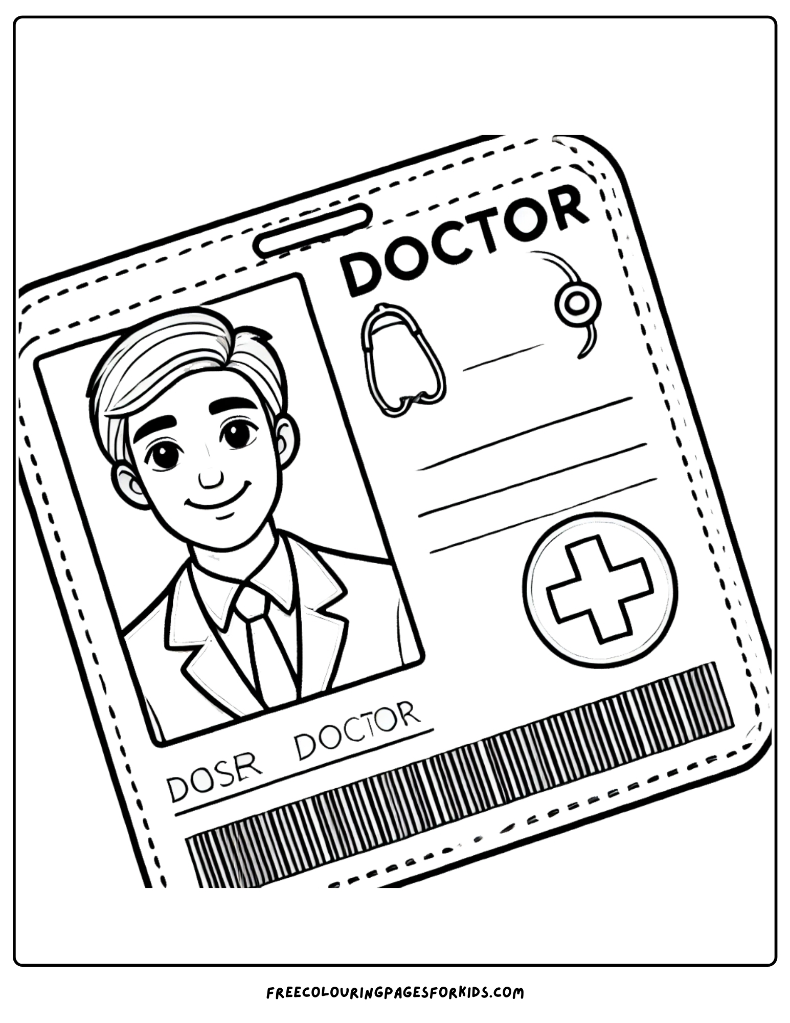 doctor id badge coloring page