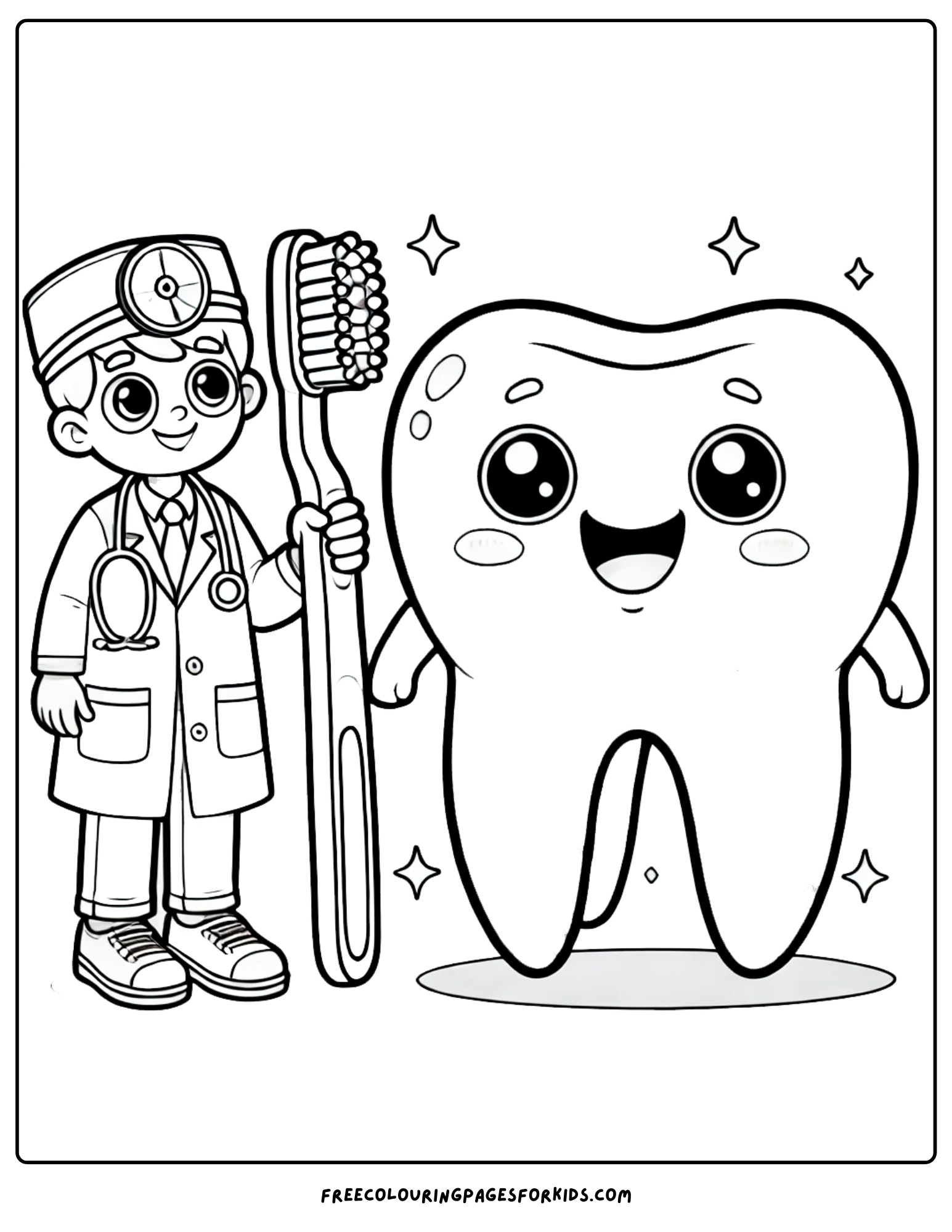 doctor with a big tooth coloring page