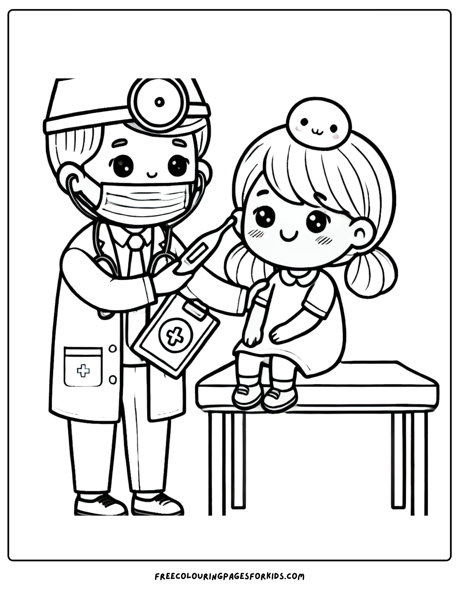 doctor treating a child coloring page