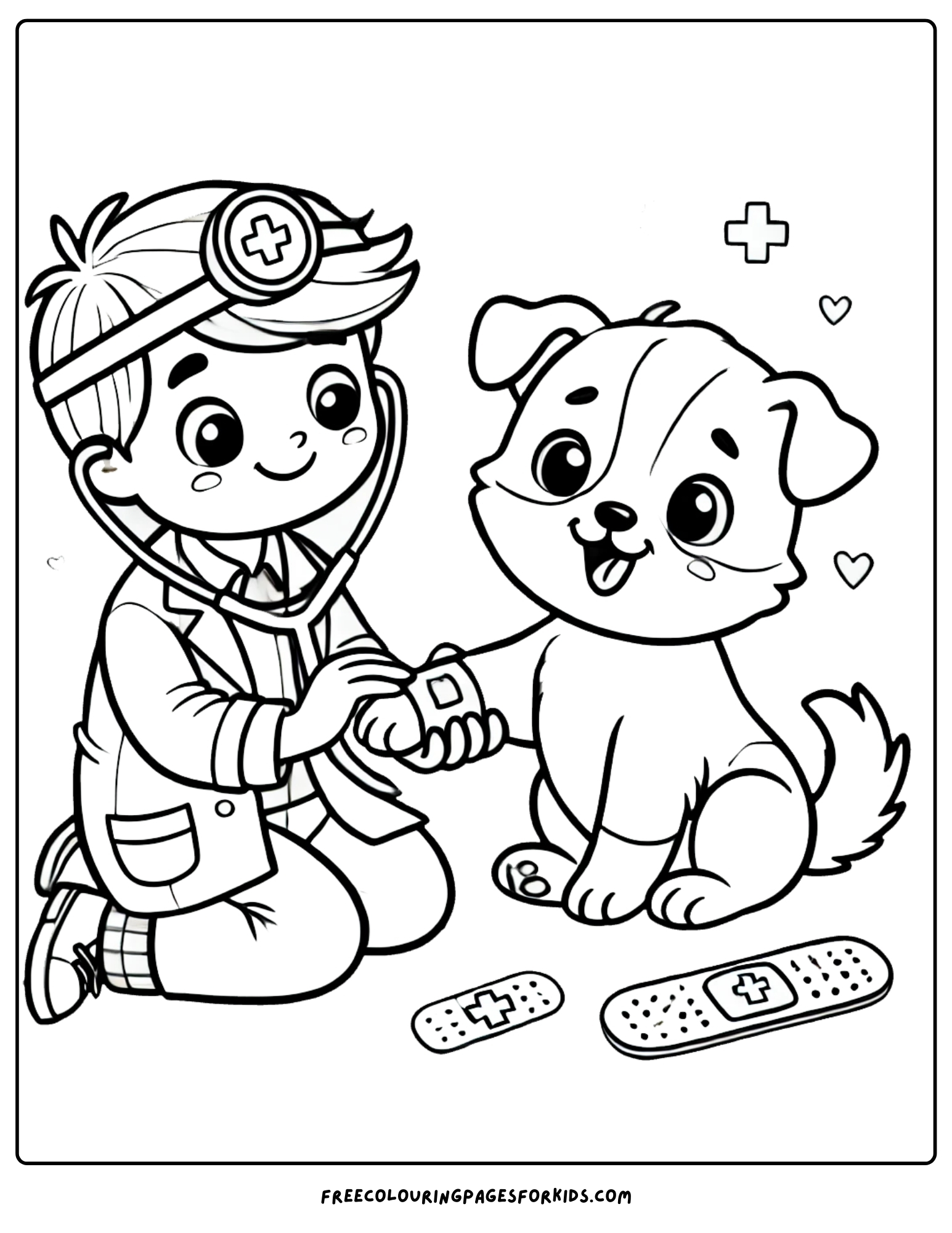 doctor treating a dog coloring page