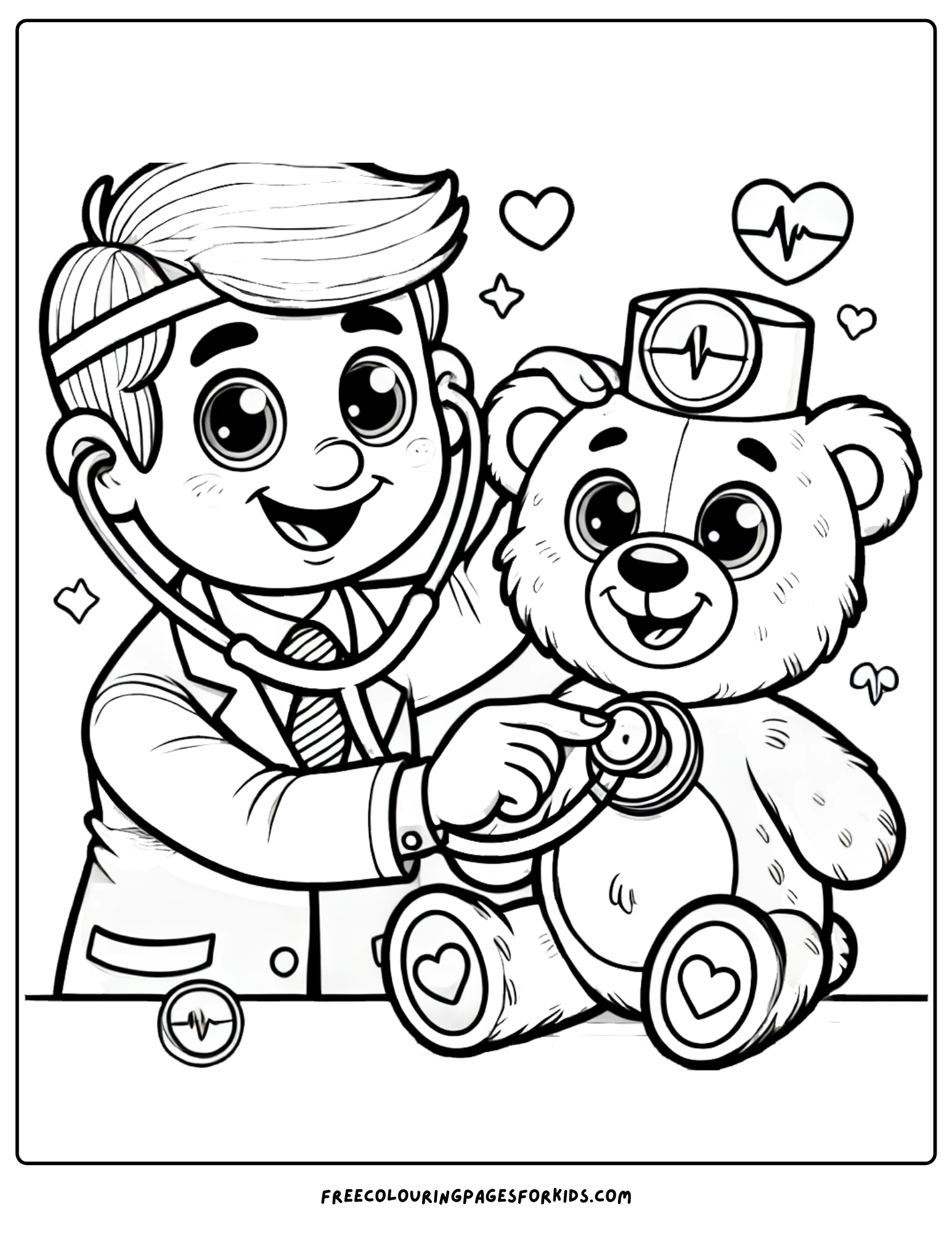 doctor with stethoscope coloring page