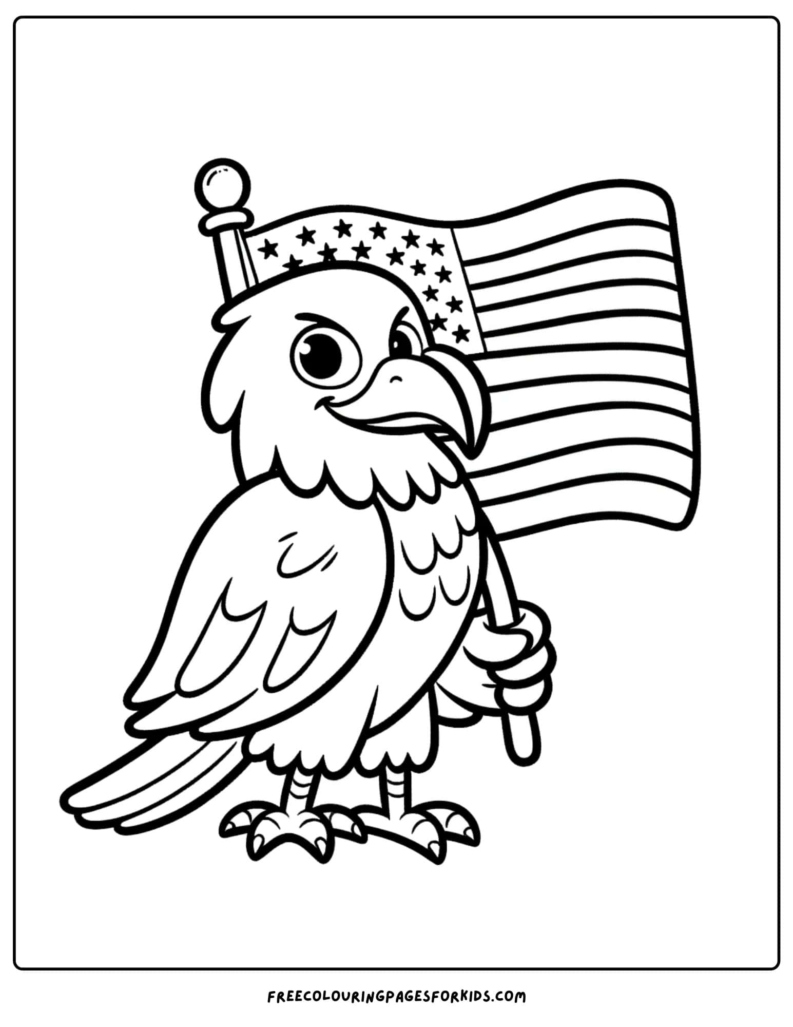 eagle holding an american flag coloring page