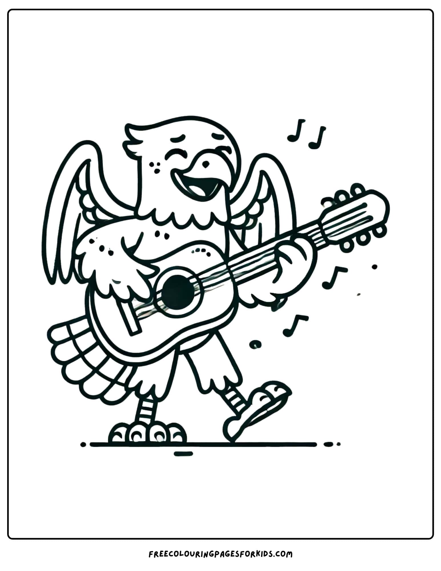 eagle playing a guitar coloring page