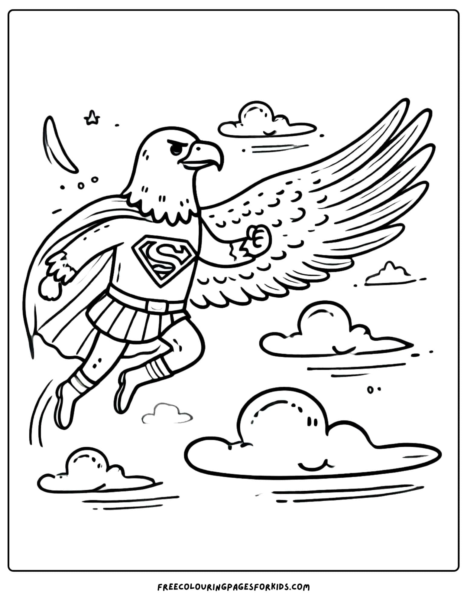 eagle superhero coloring page