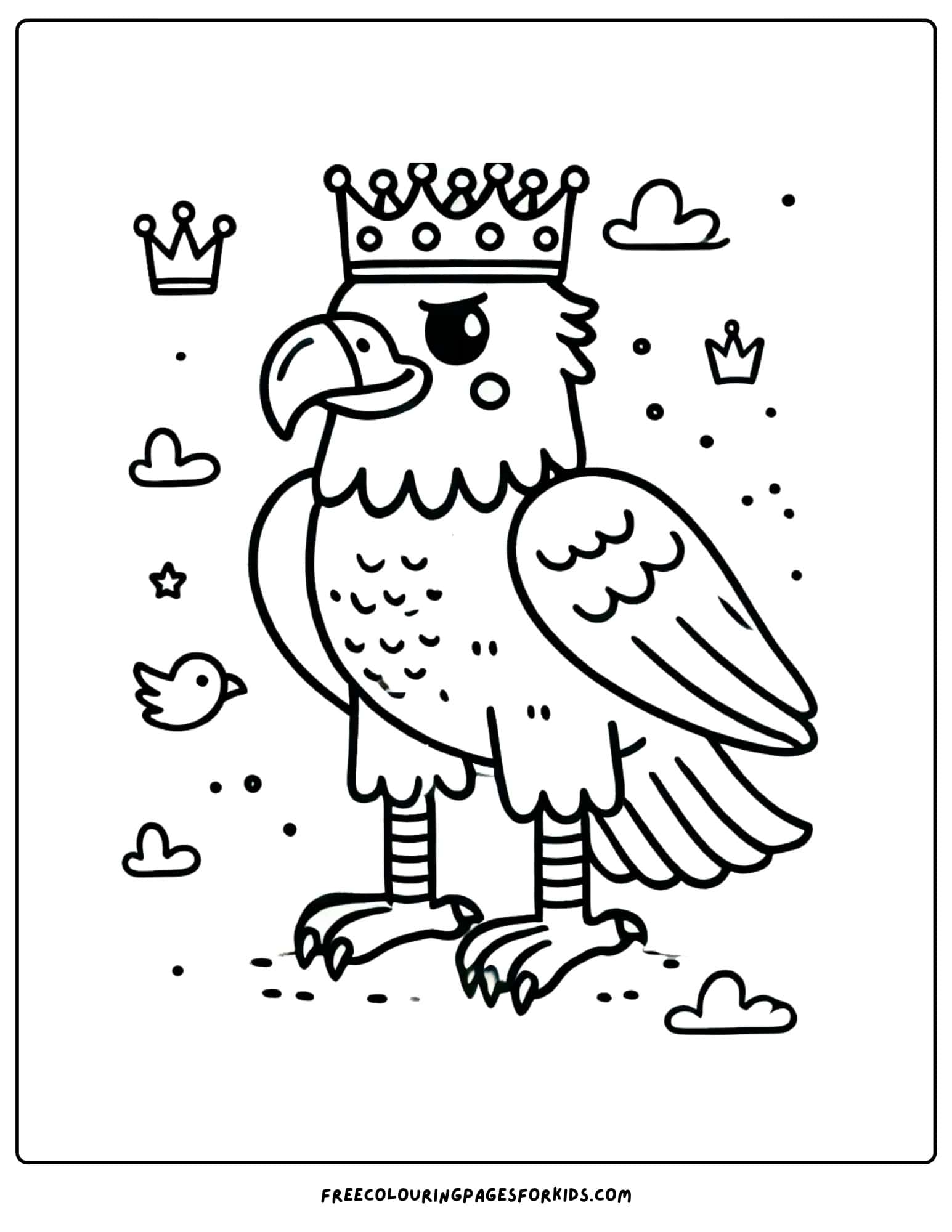 eagle wearing a crown coloring page