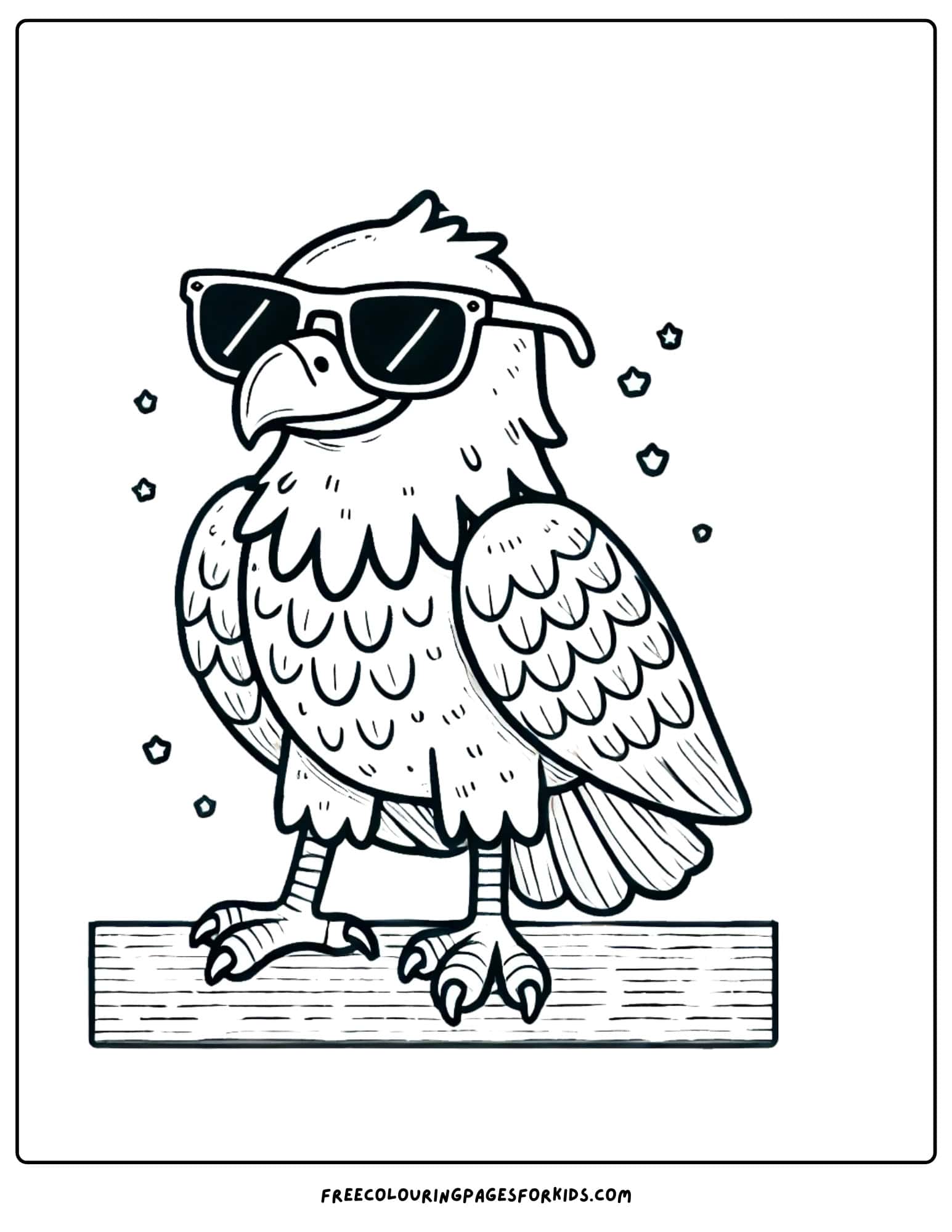 eagle wearing sunglasses coloring page