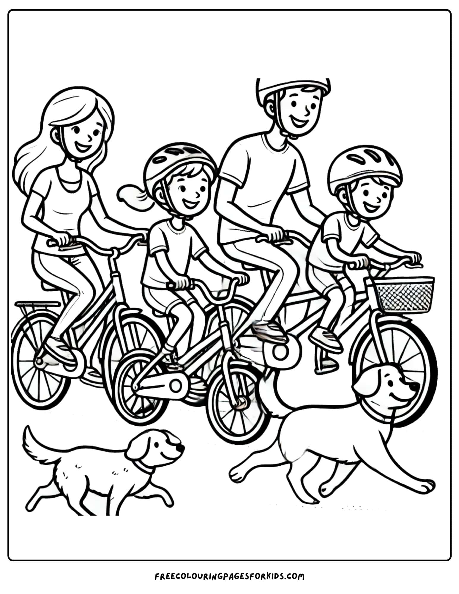 family bike ride coloring page