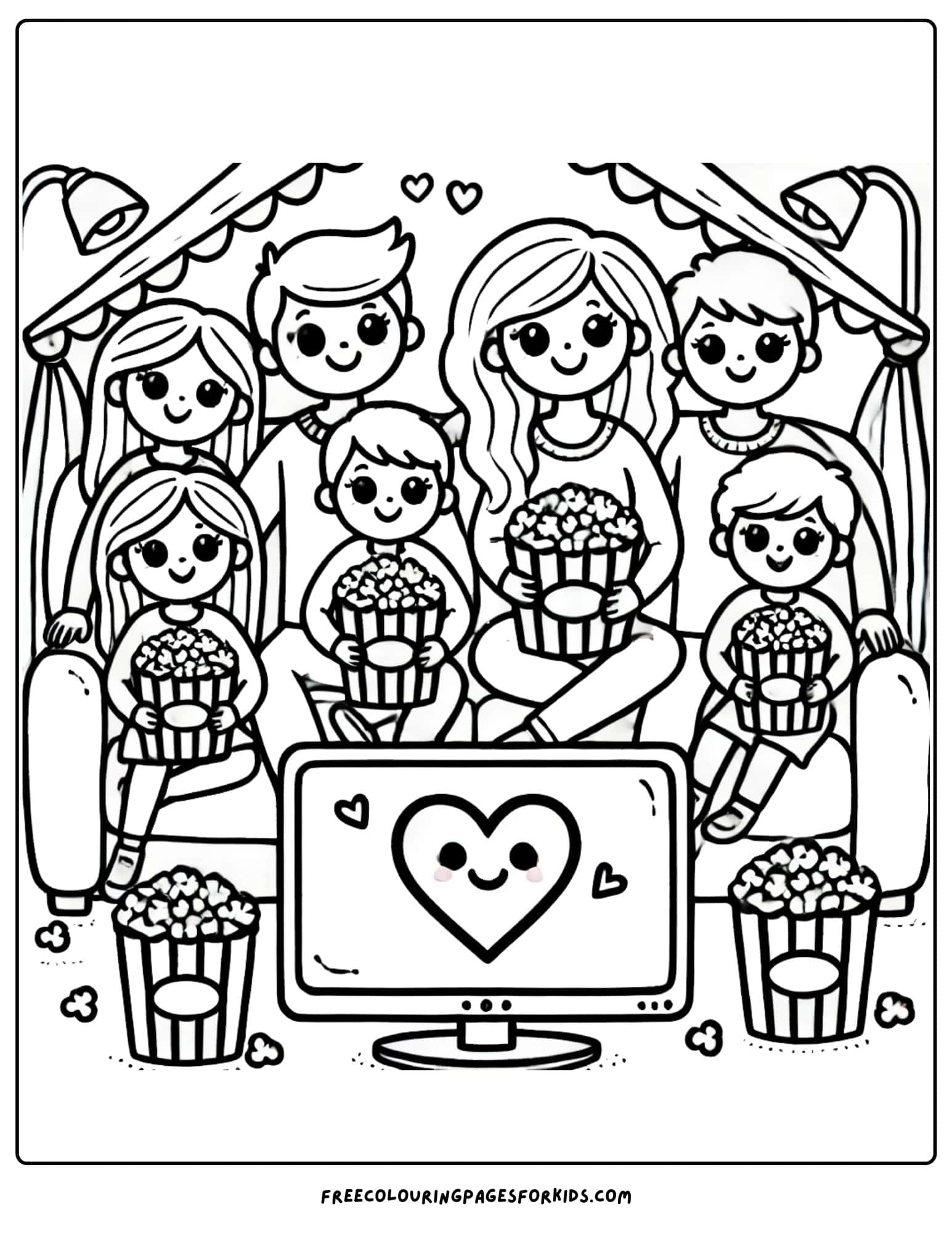 family movie night coloring page