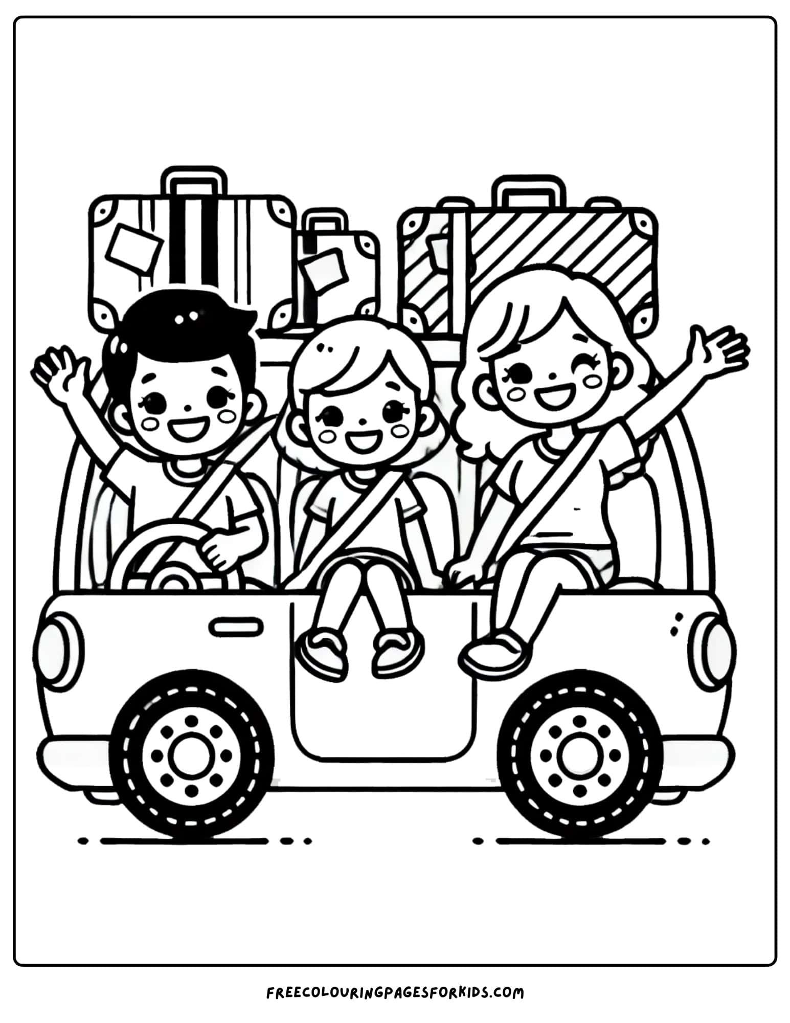 family road trip coloring page