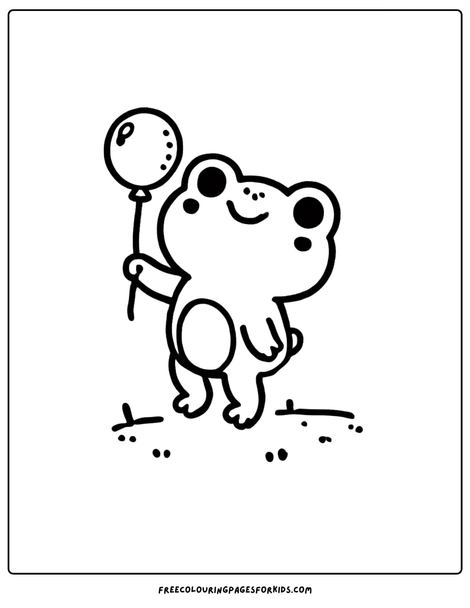 frog holding a balloon coloring page