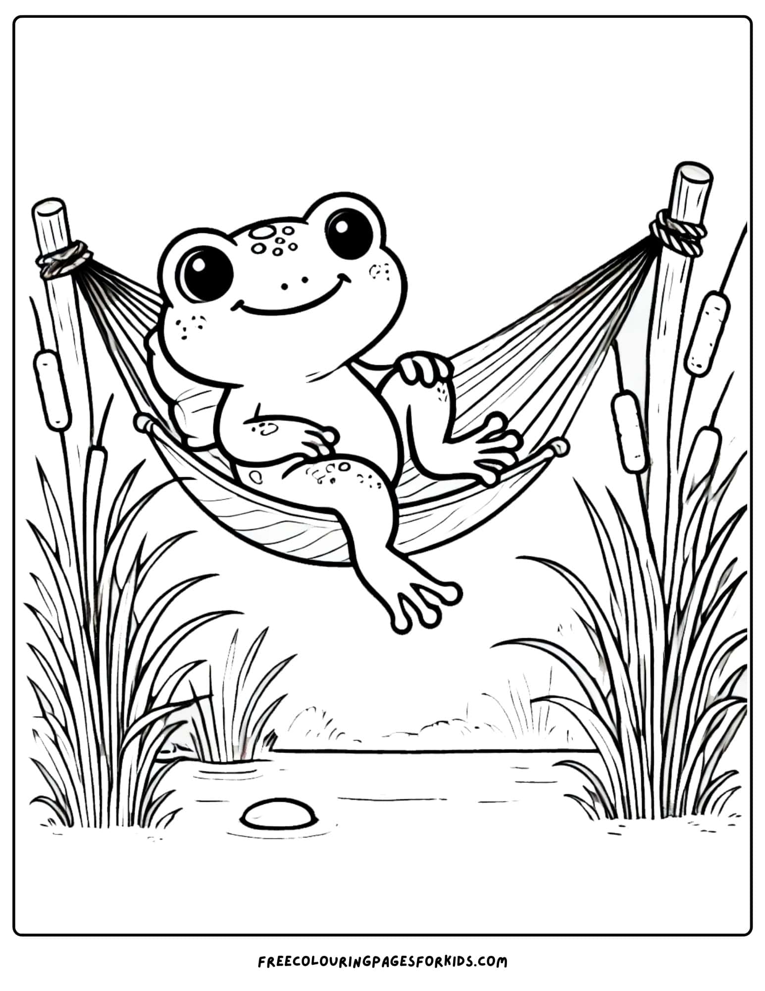 frog in a hammock coloring page