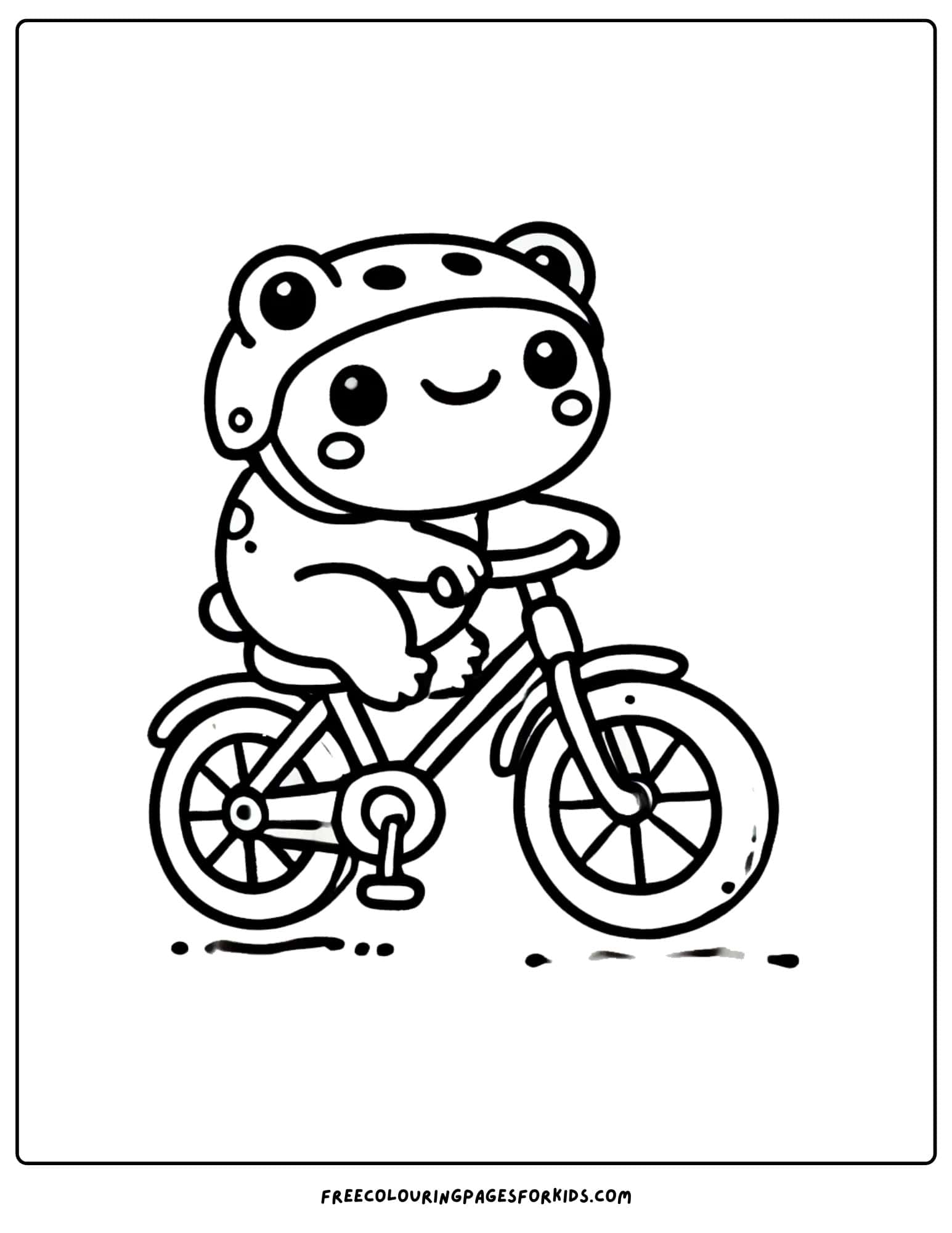 frog riding a bike coloring page