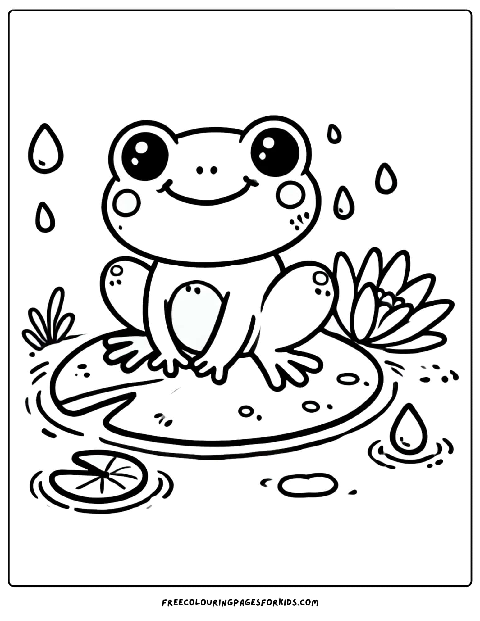 frog sitting on a lily pad coloring page