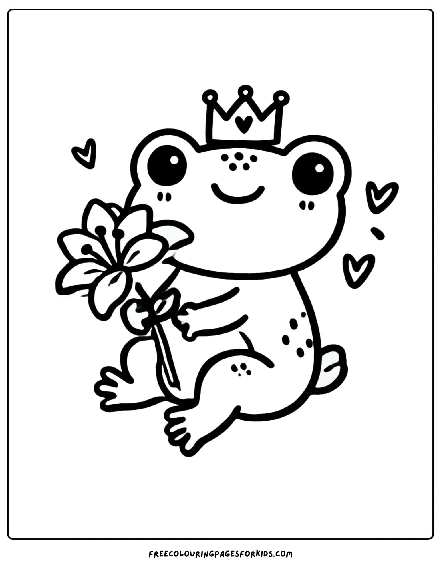 frog wearing a crown coloring page