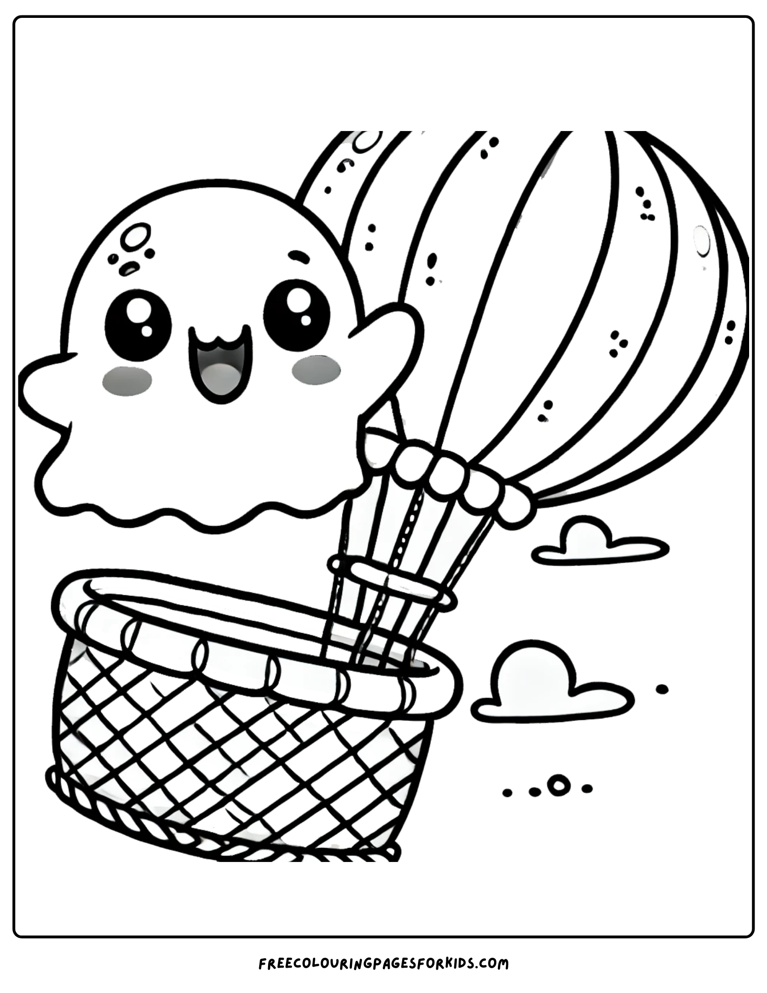 ghost in a hot air balloon coloring page