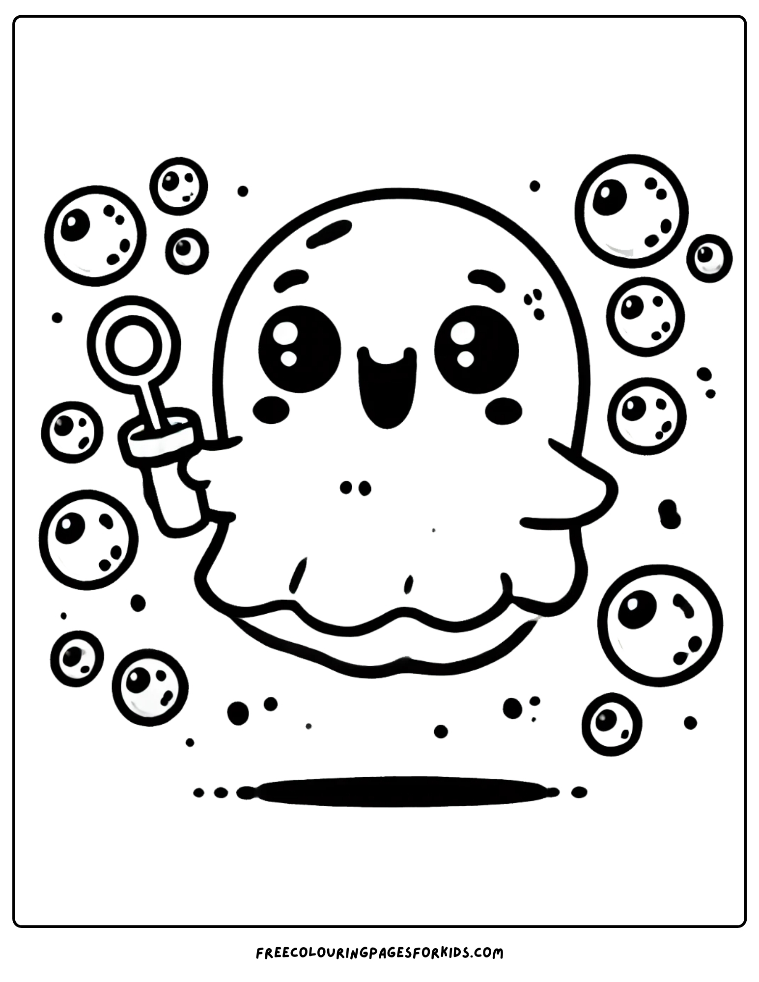 ghost blowing bubbles coloring page