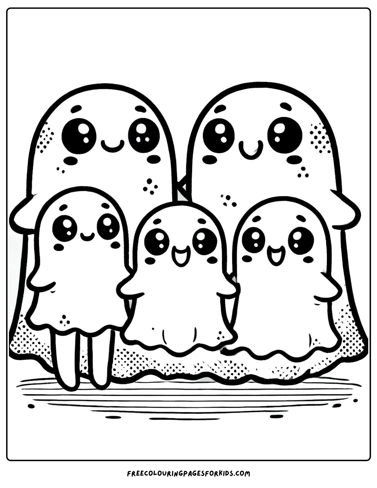 ghost family portrait coloring page