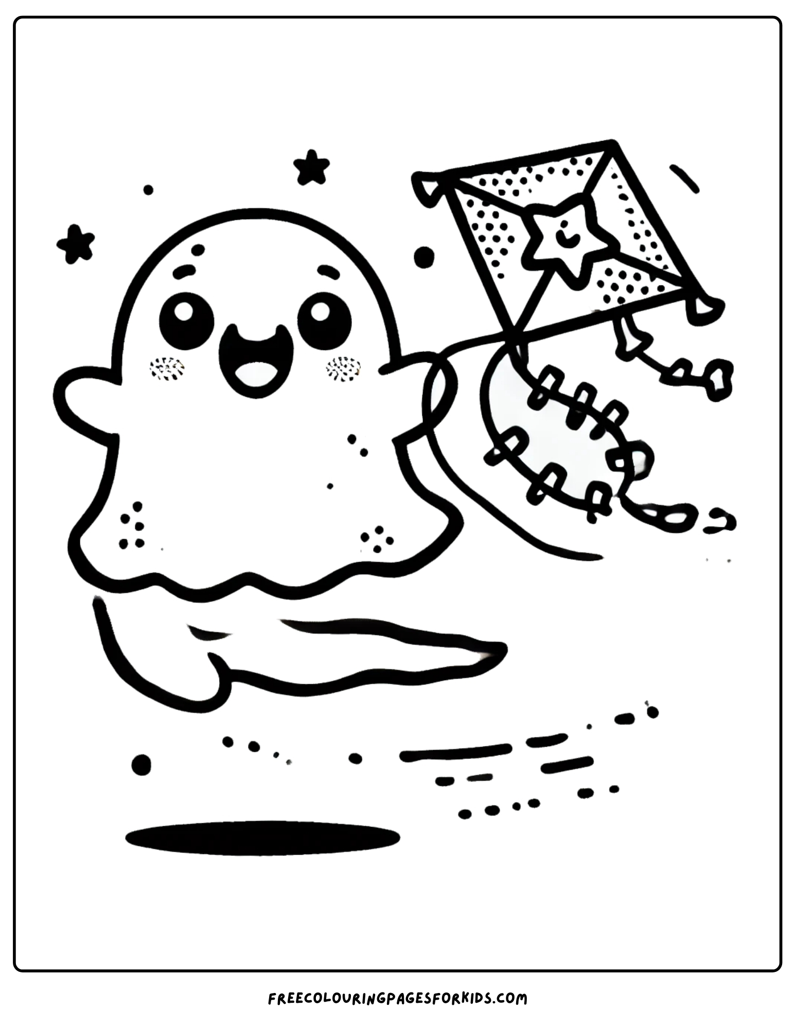 ghost flying a kite coloring page