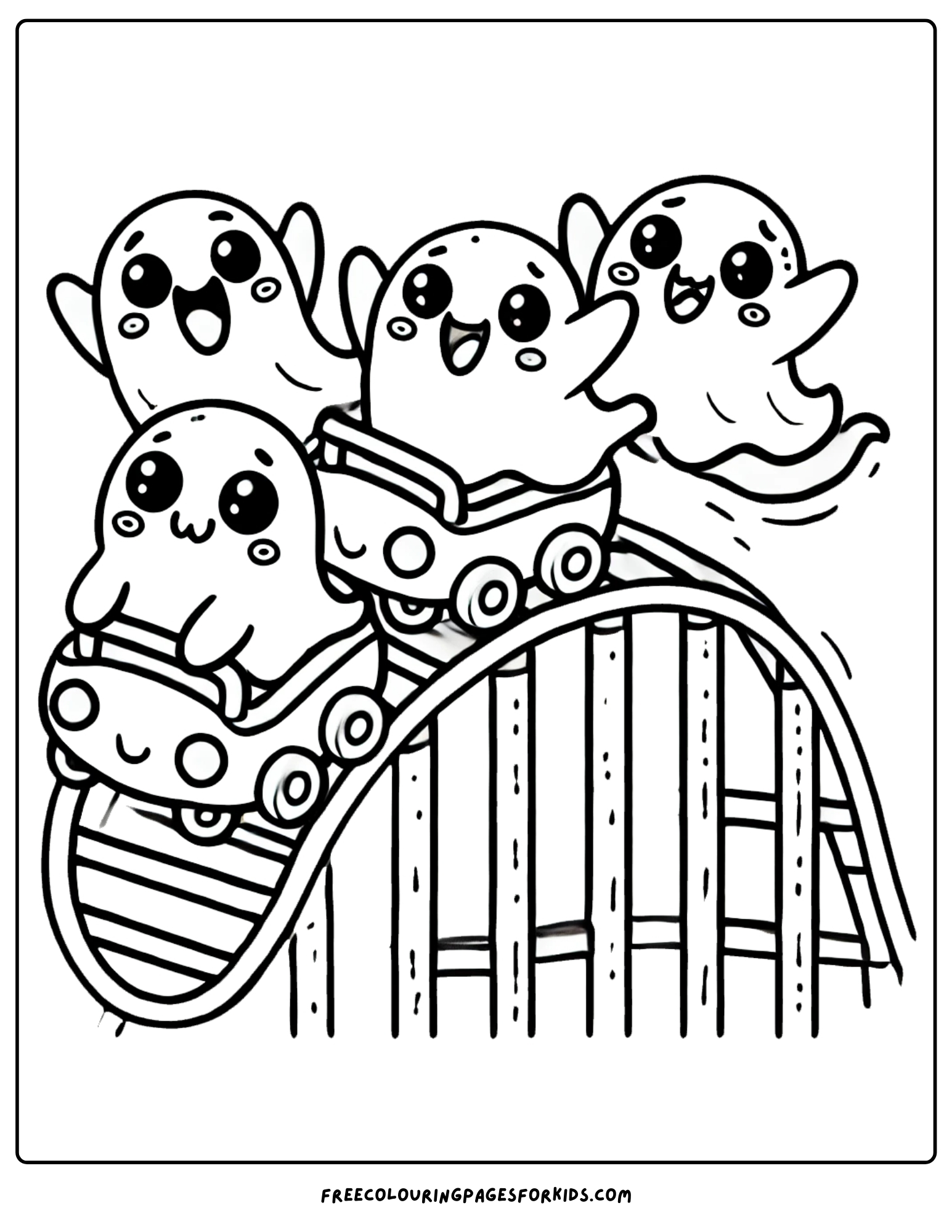 ghoss on a rollercoaster coloring page