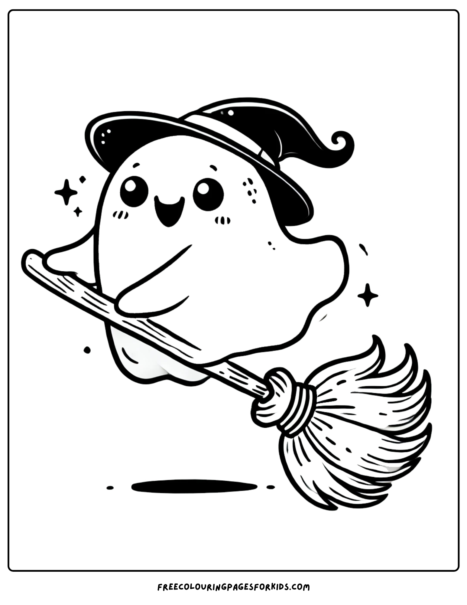 ghost riding a broomstick coloring page