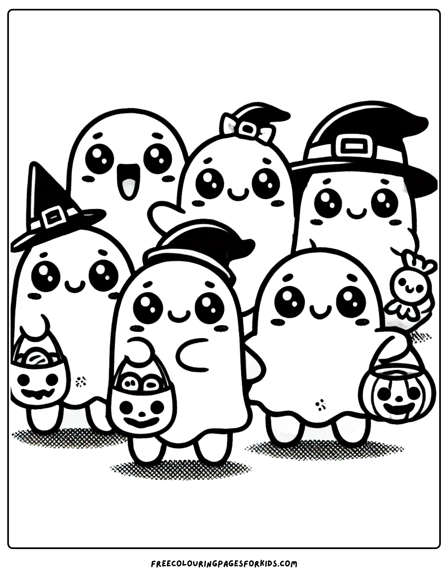 ghost trick or treating coloring page