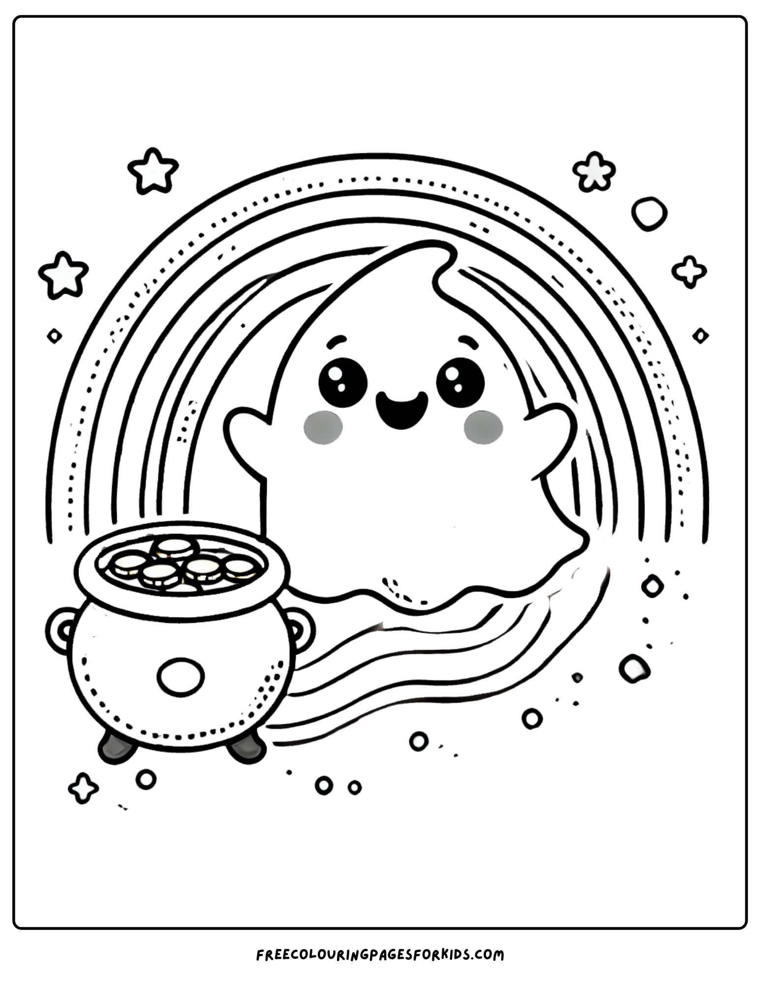 ghost with a rainbow coloring page