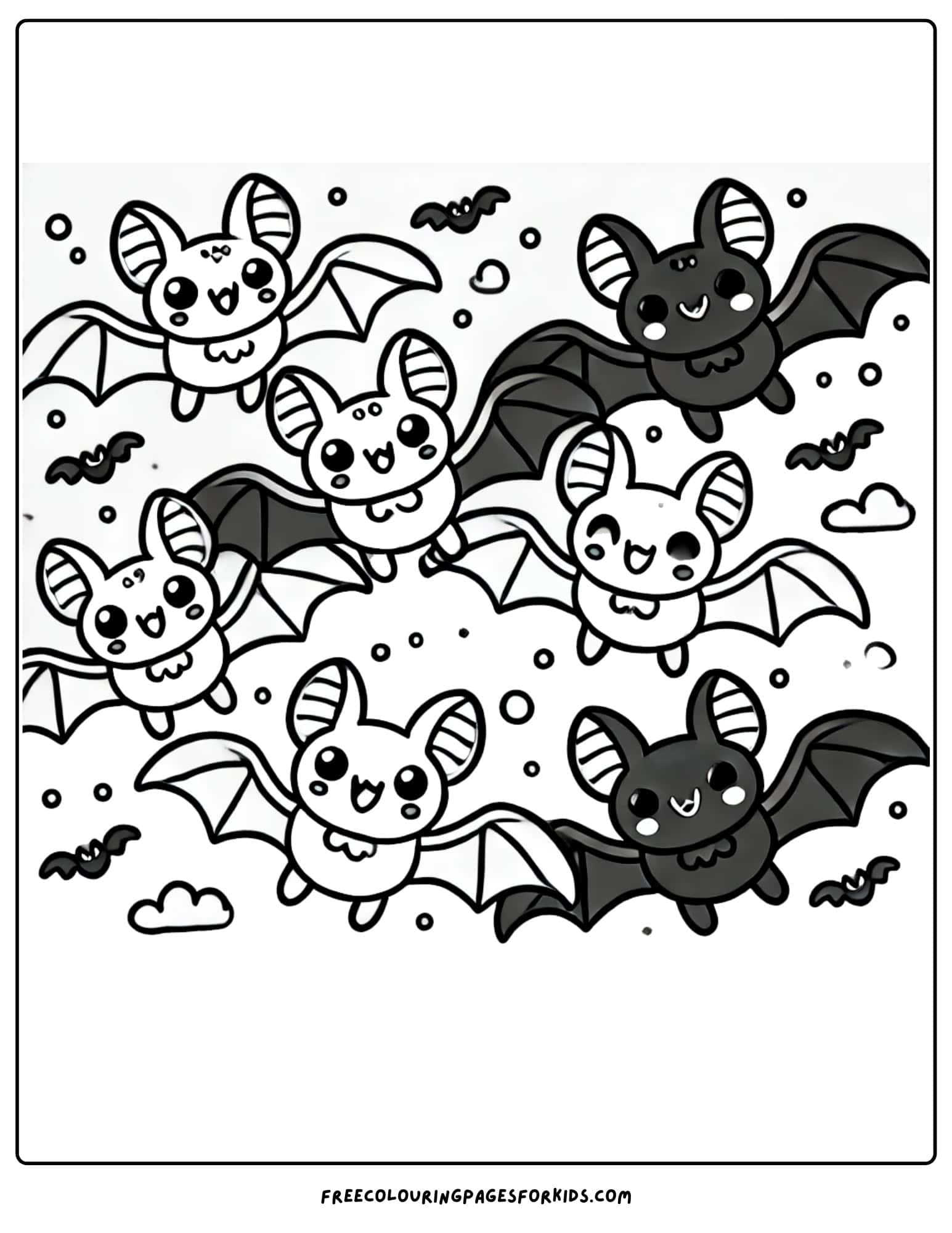 halloween bat family coloring page