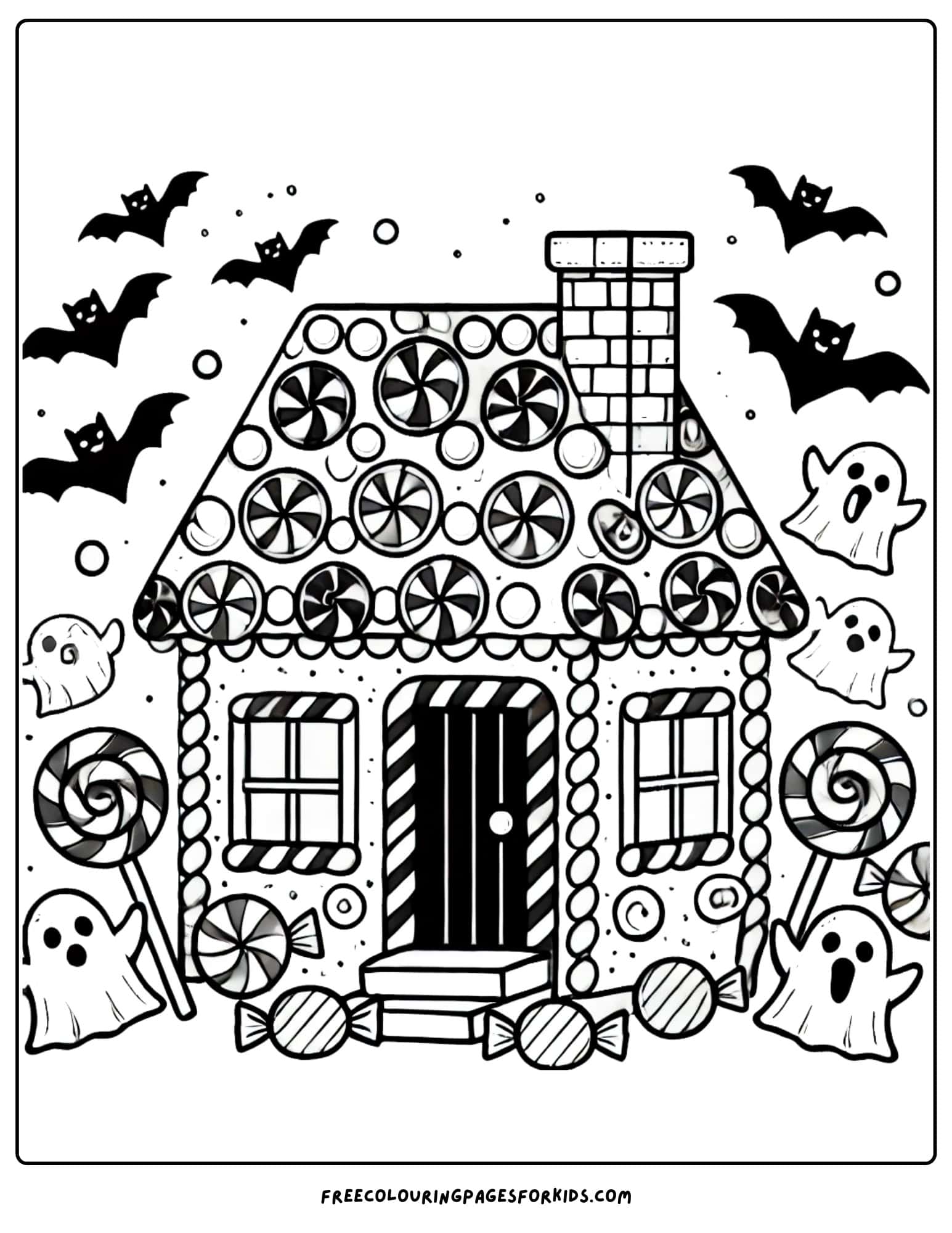 halloween haunted candy house coloring page