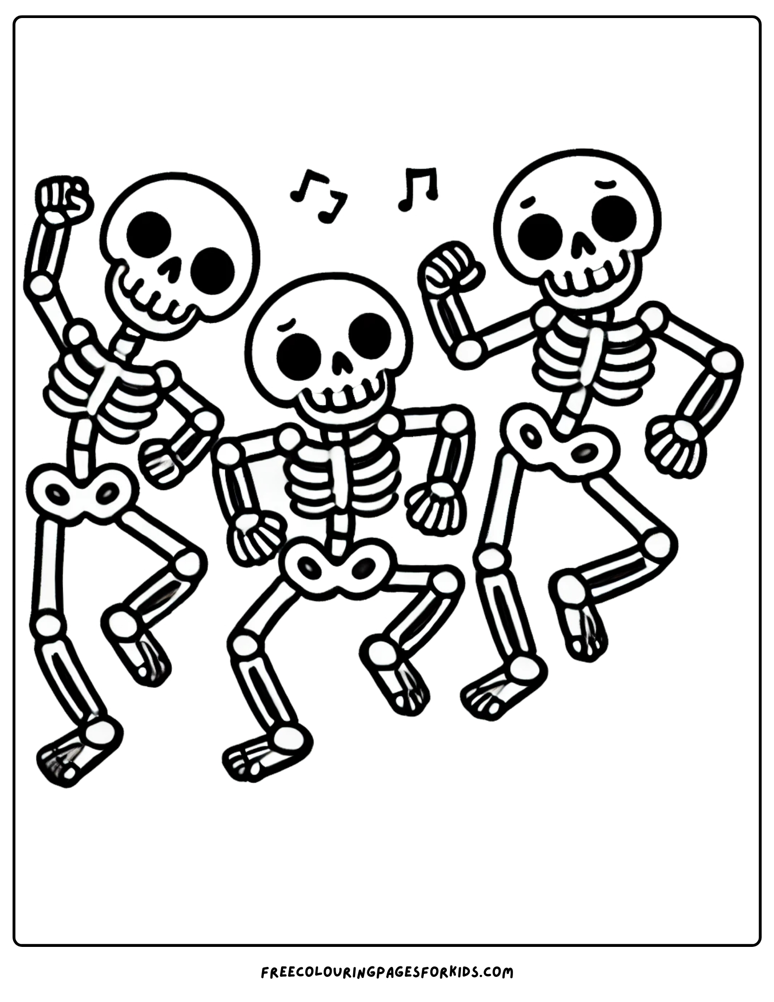 halloween dancing skeletons coloring page