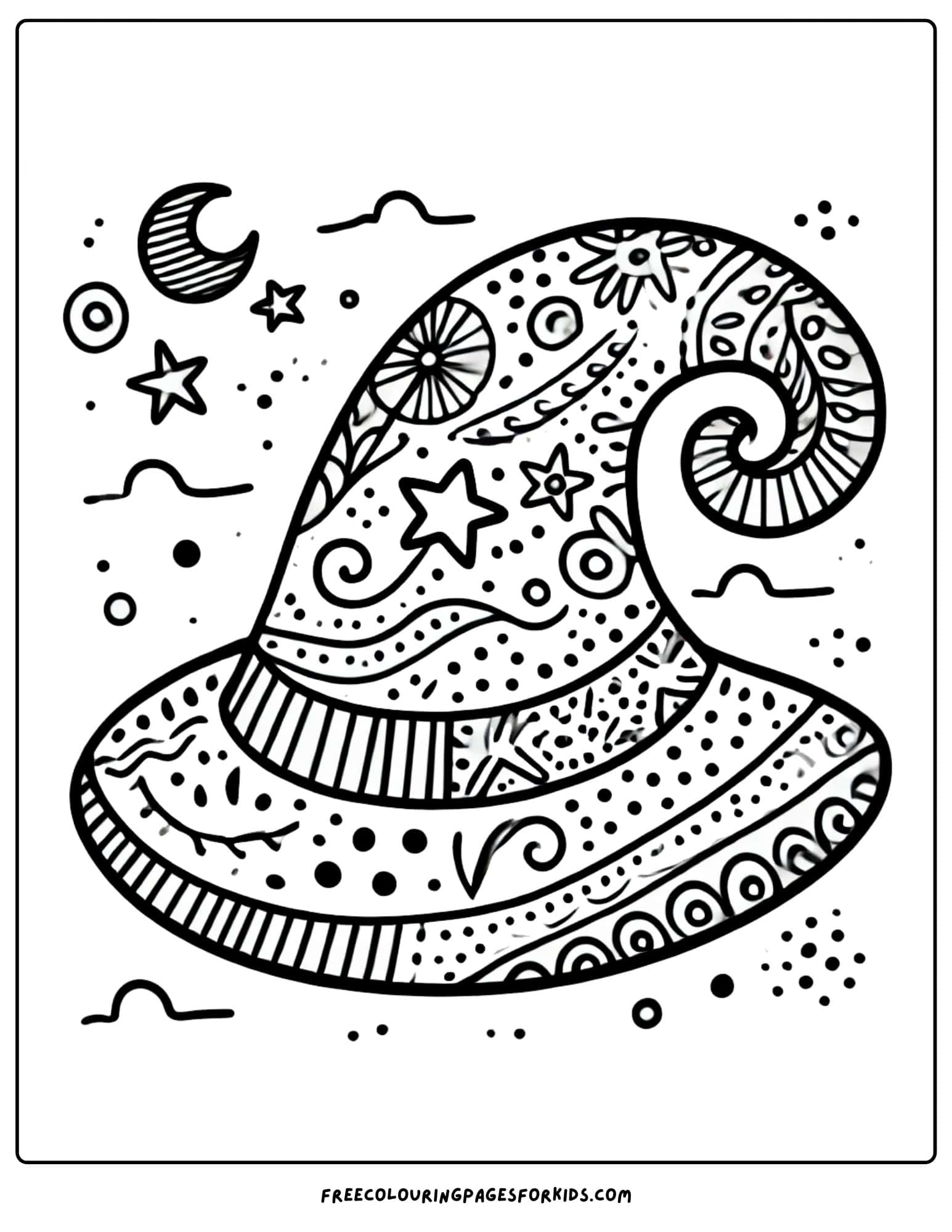 halloween witches hat coloring page