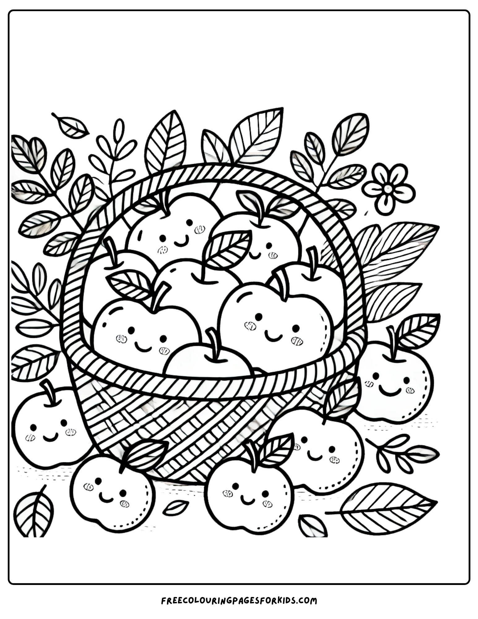 harvest basket of apples coloring page