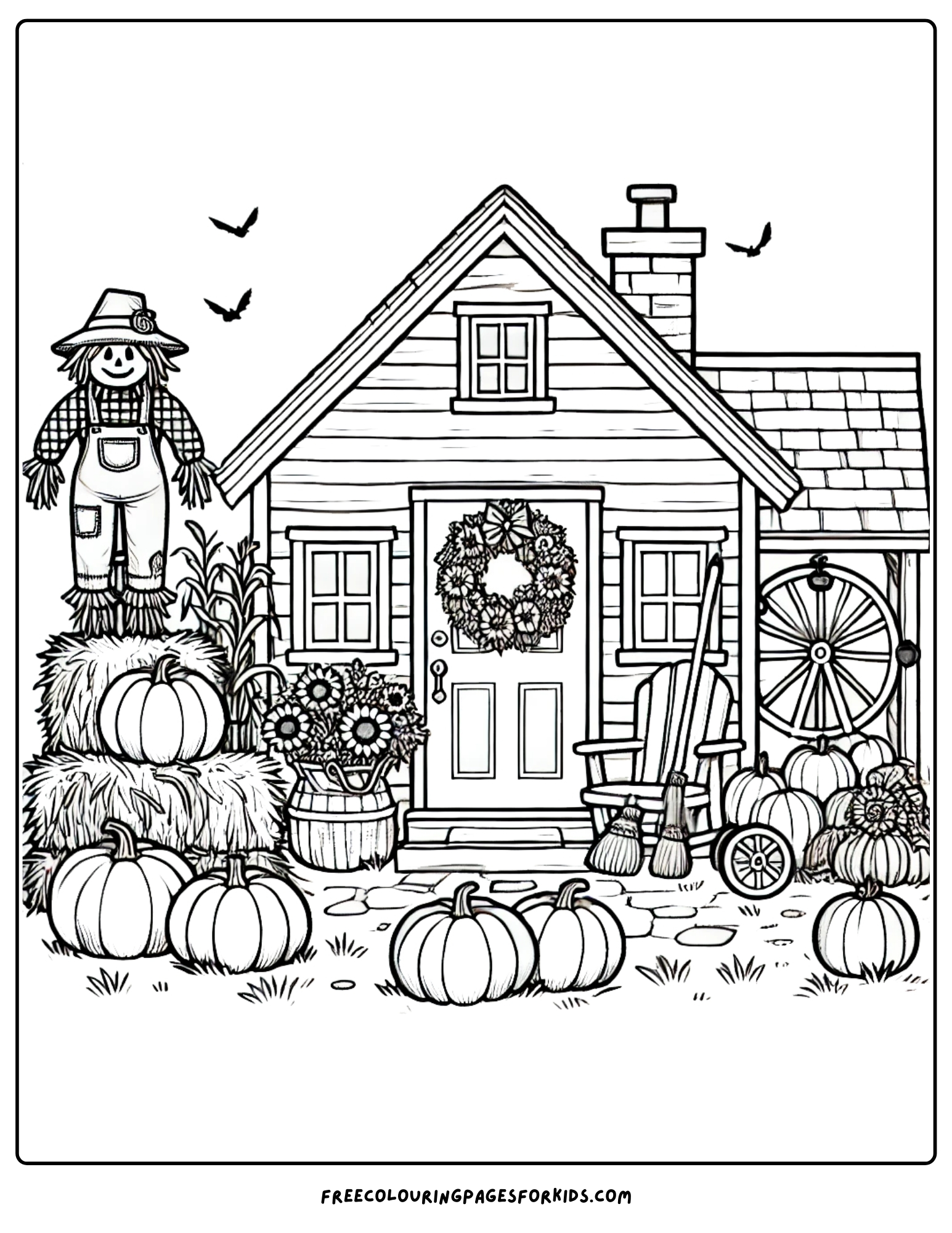 harvest house decorations coloring page