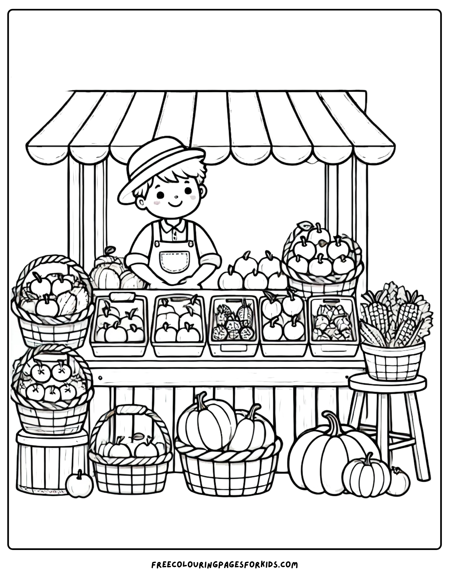 harvest farmers market coloring page