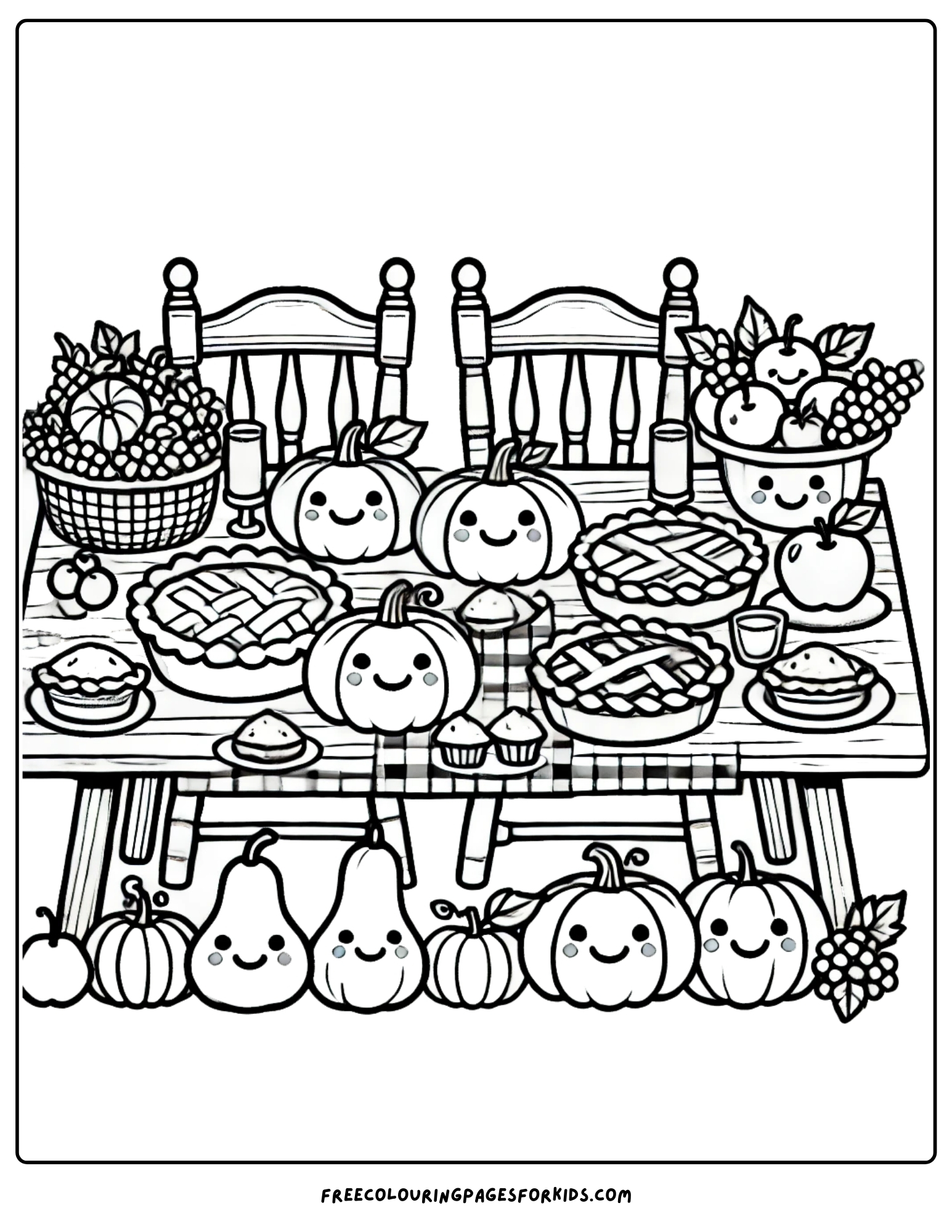 harvest feast on the table coloring page