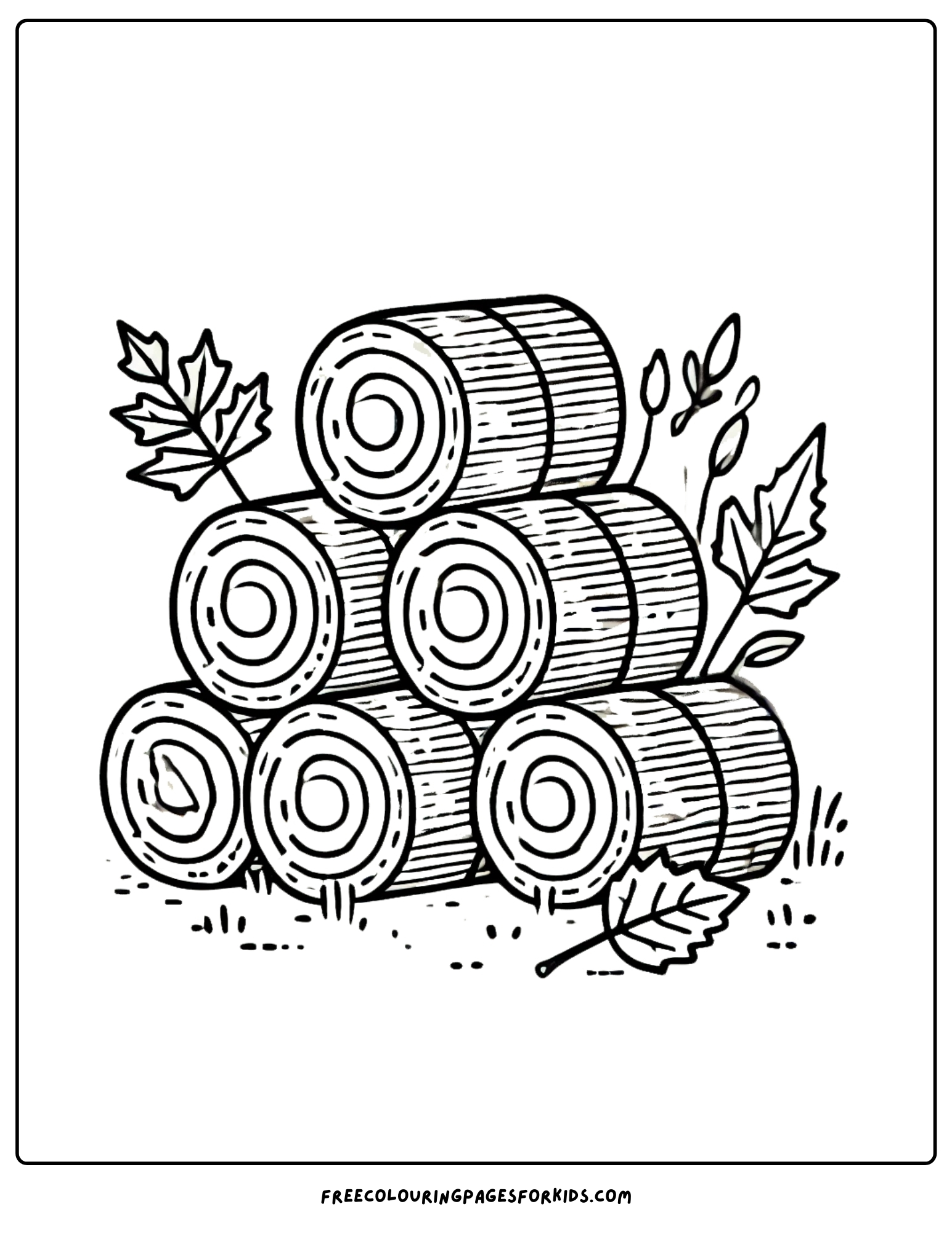 harvest hay bales stacked up coloring page