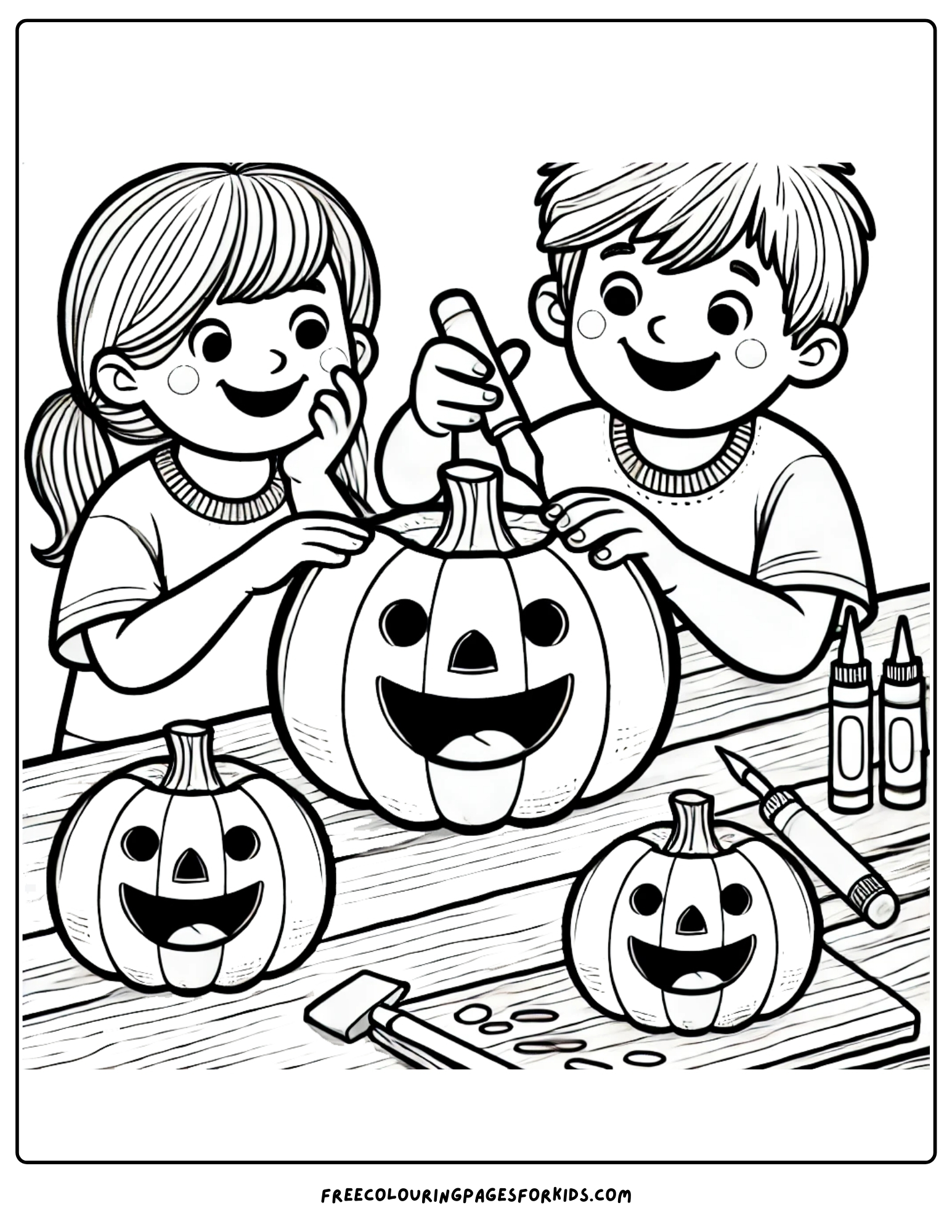 harvest pumpkin carving coloring page