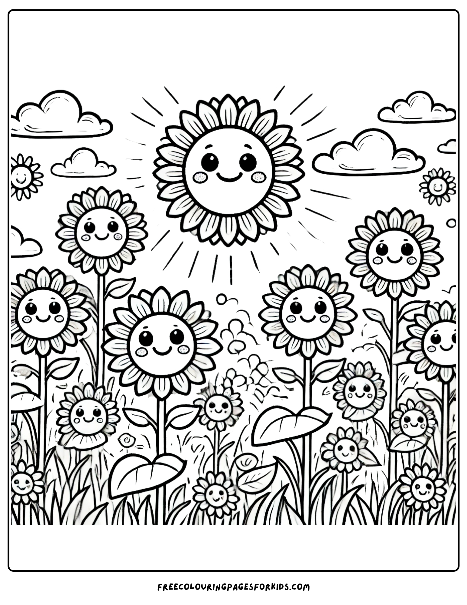 harvest sunflower field coloring page