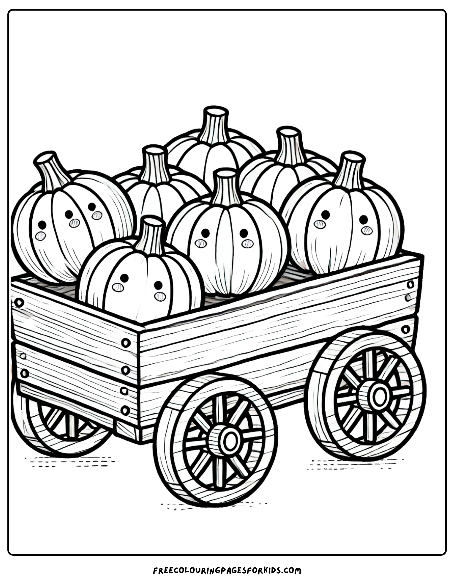 harvest wagon full of pumpkins coloring page