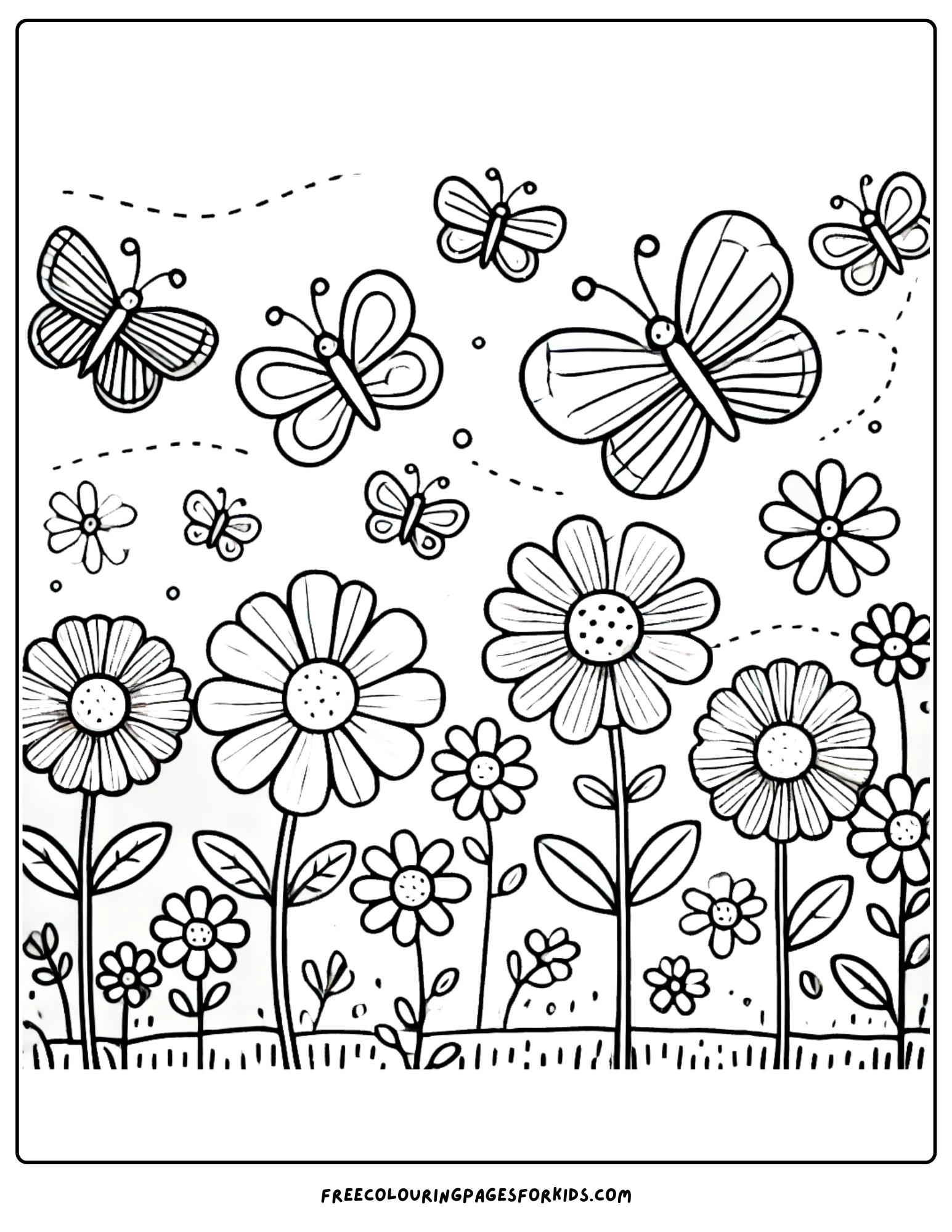 hiking and finding beautiful flowers and butterflies coloring page