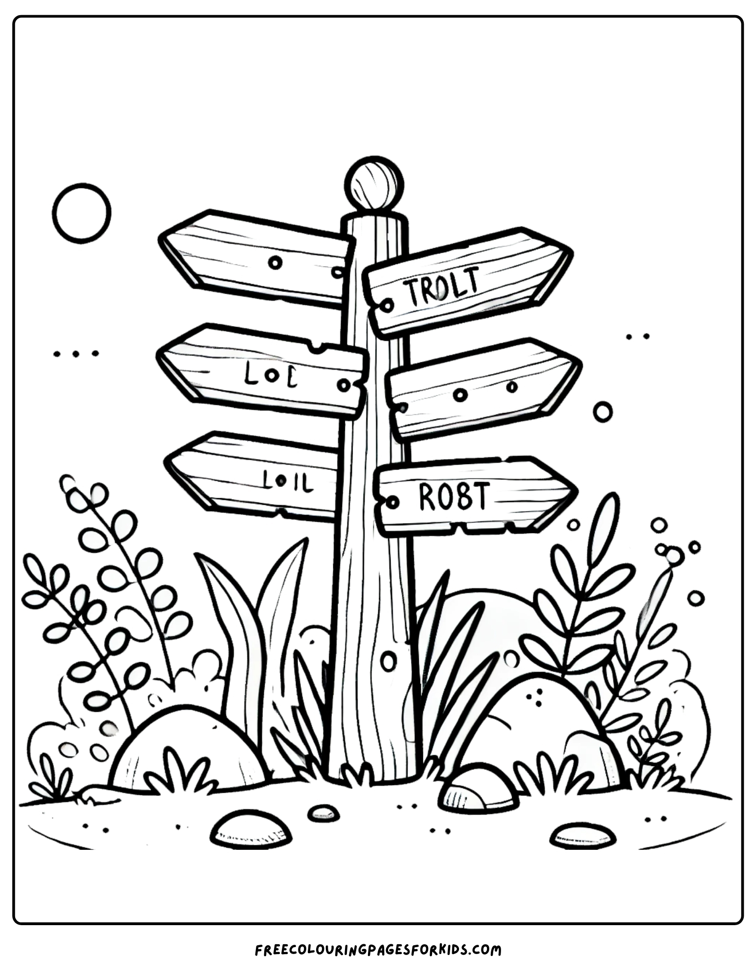 hiking signpost coloring page