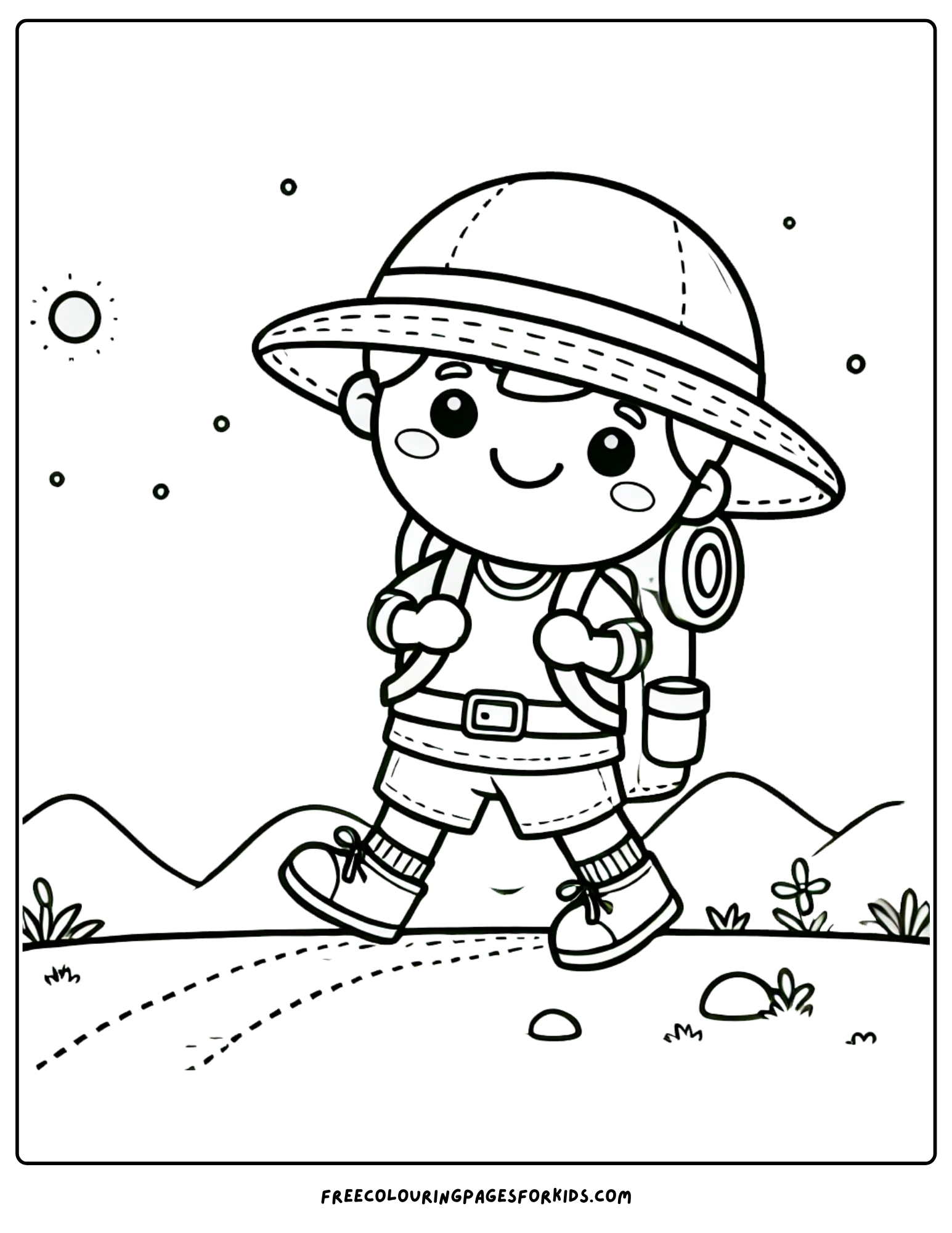 hiking with a backpack coloring page