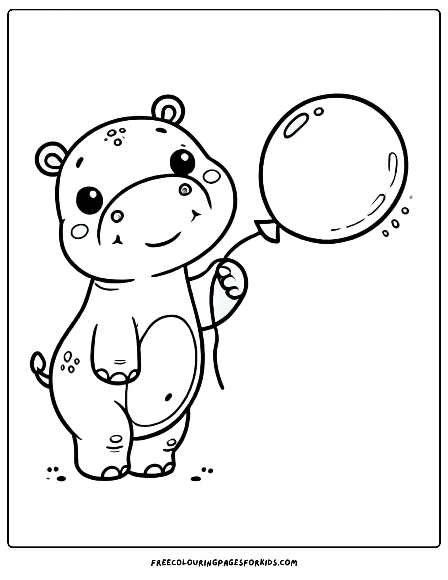 hippo holdin a single balloon coloring page