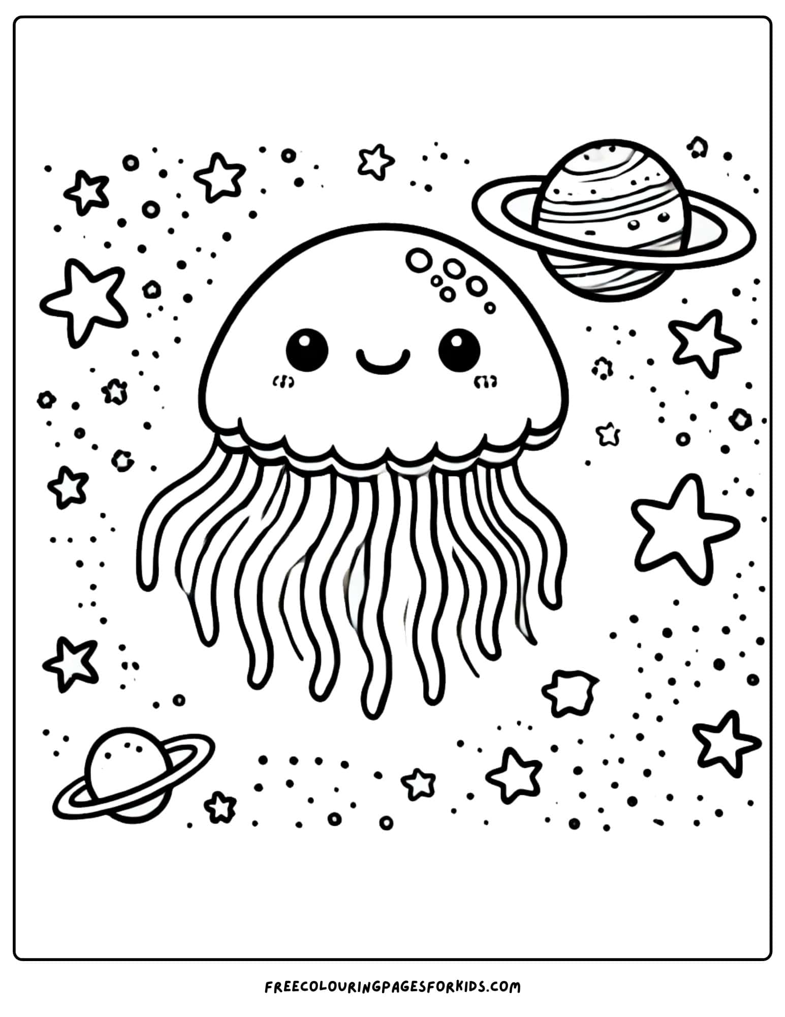 jellyfish in space coloring page