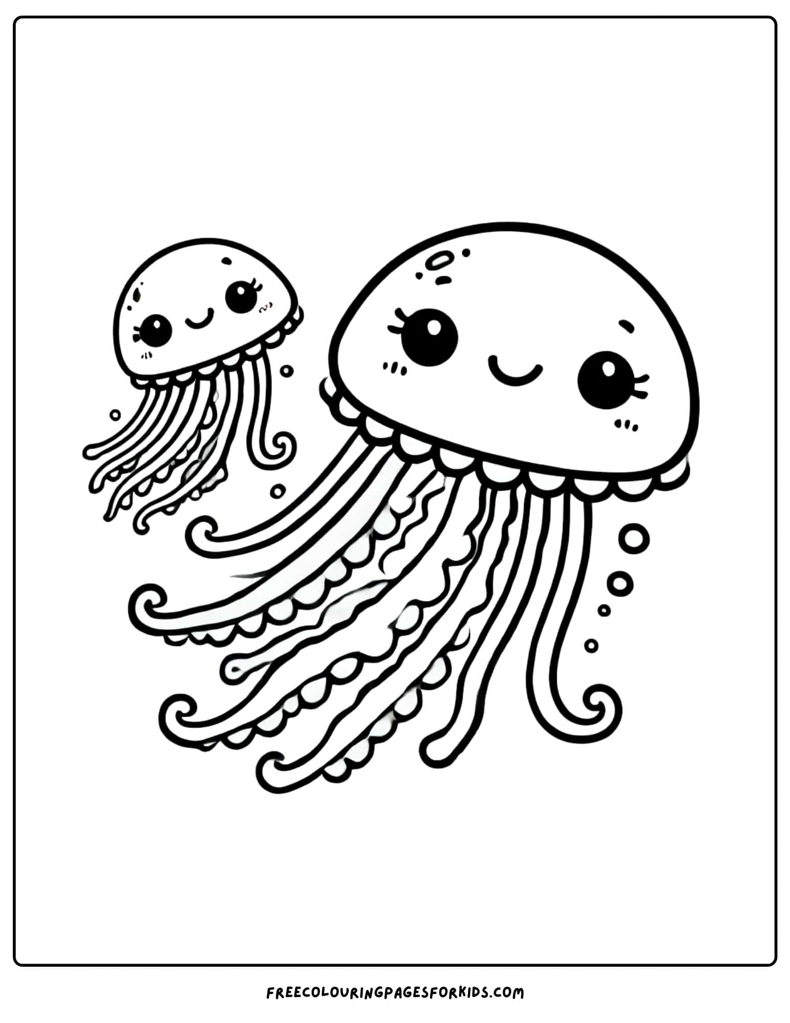 jellyfish mom and baby coloring page