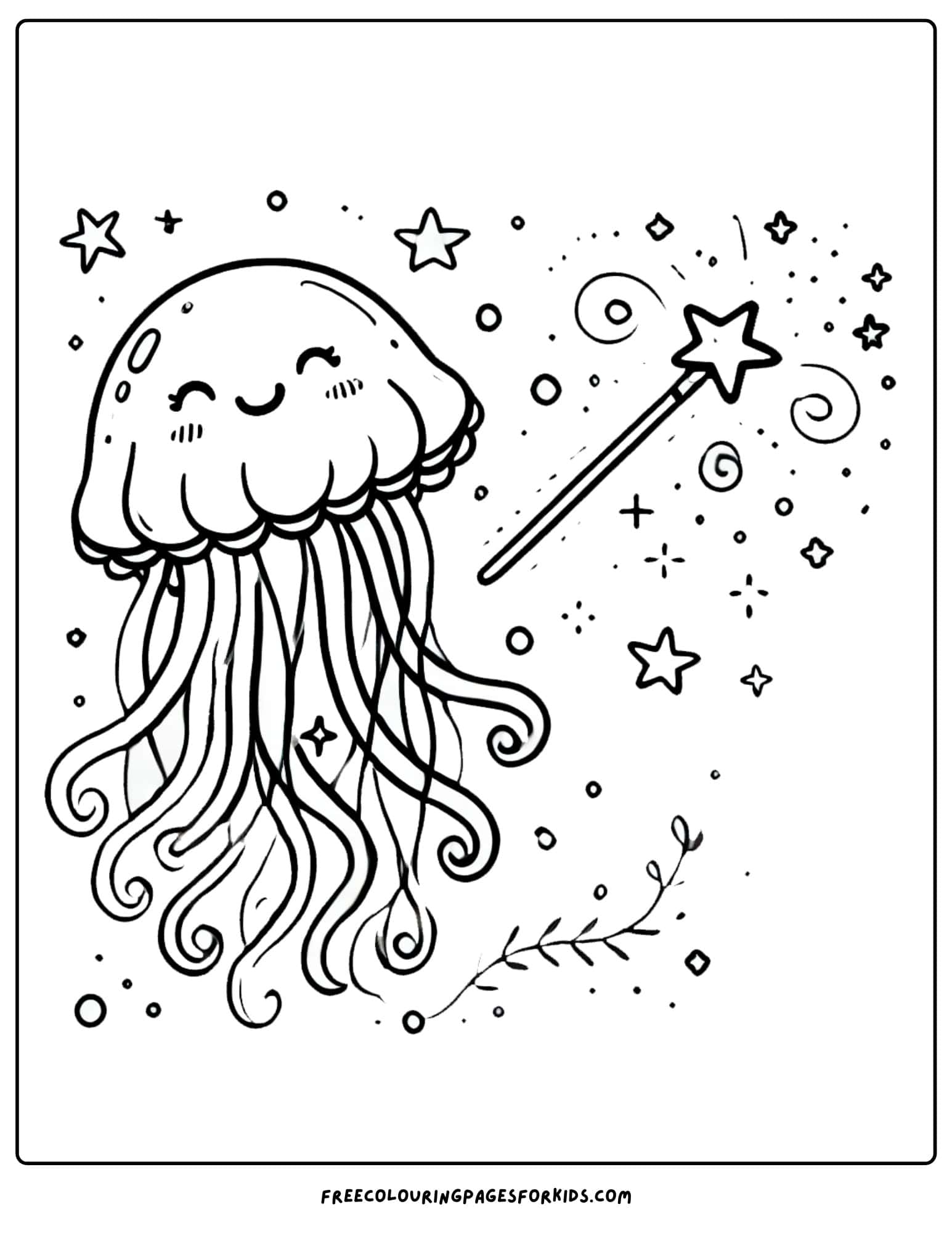 jellyfish with a magic wand coloring page